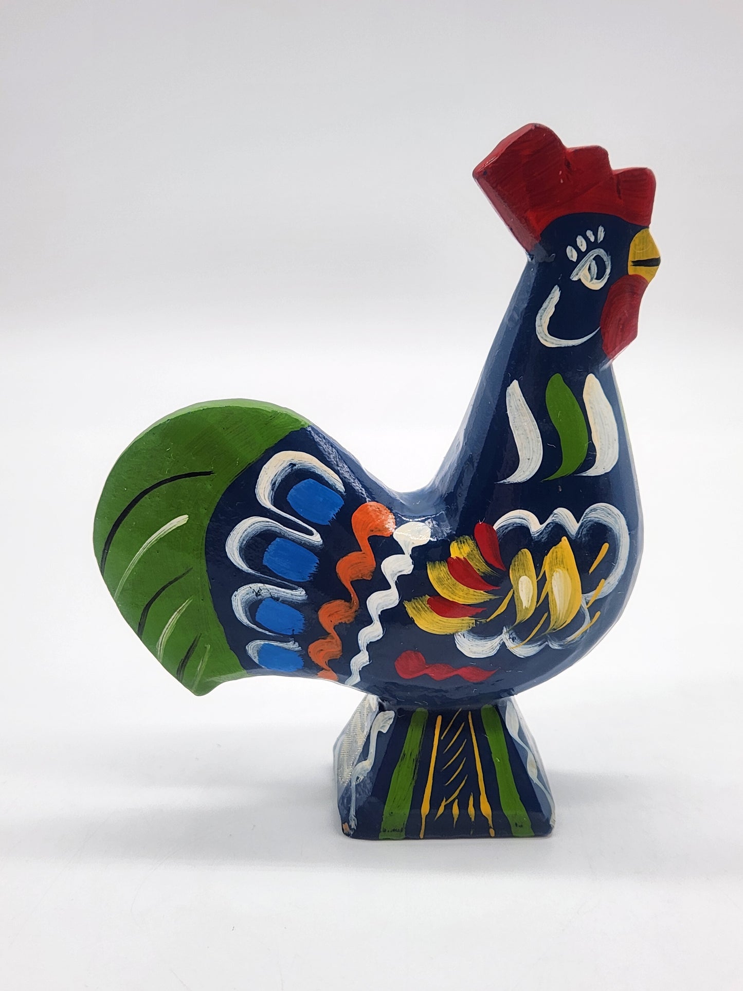 Vintage Akta Dalahemslojd Rooster Hand Carved Wood Hand Painted Swedish Folk Art