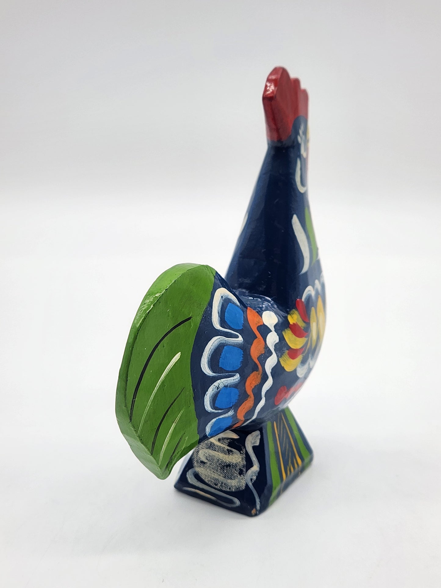 Vintage Akta Dalahemslojd Rooster Hand Carved Wood Hand Painted Swedish Folk Art