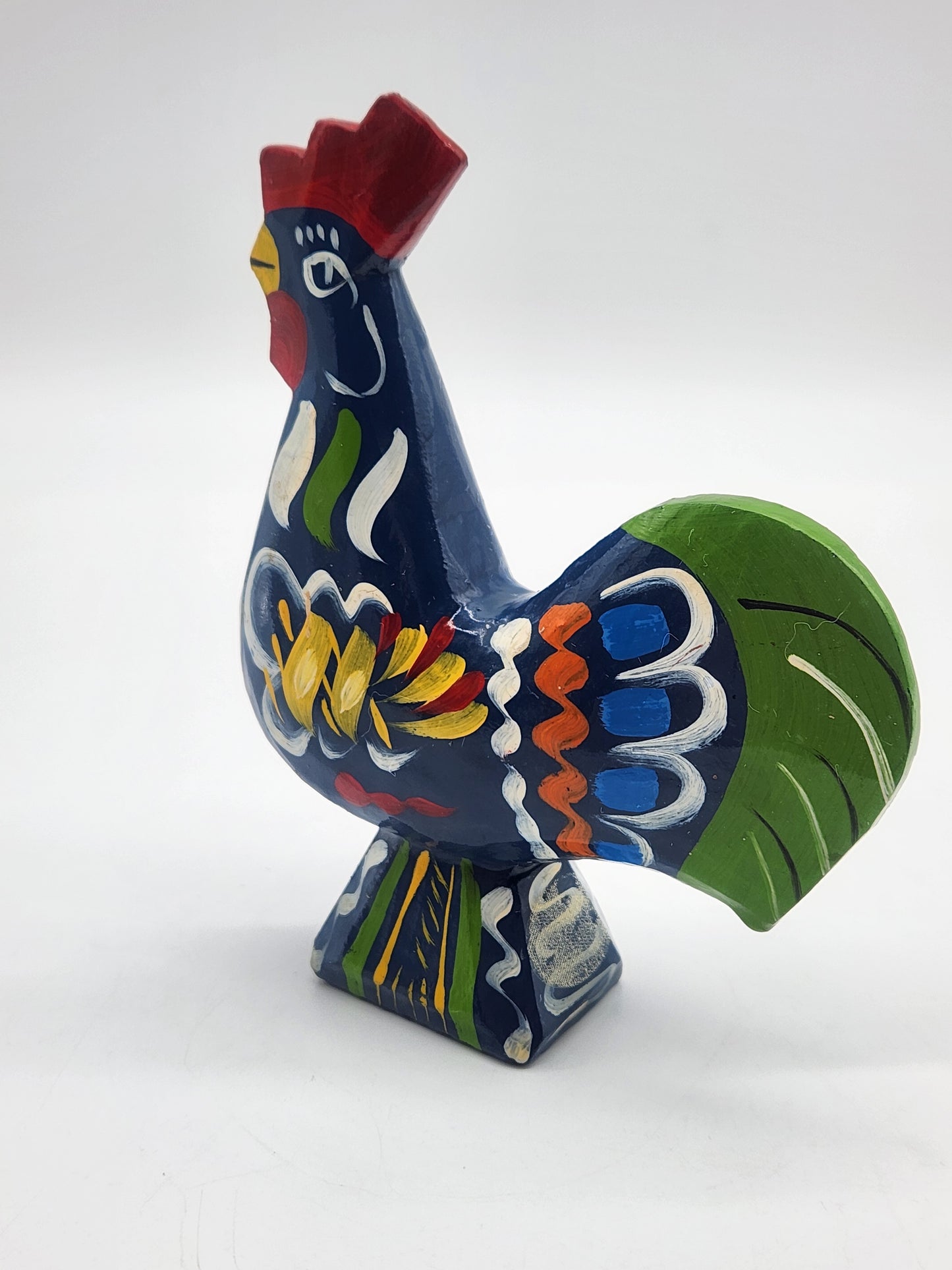 Vintage Akta Dalahemslojd Rooster Hand Carved Wood Hand Painted Swedish Folk Art