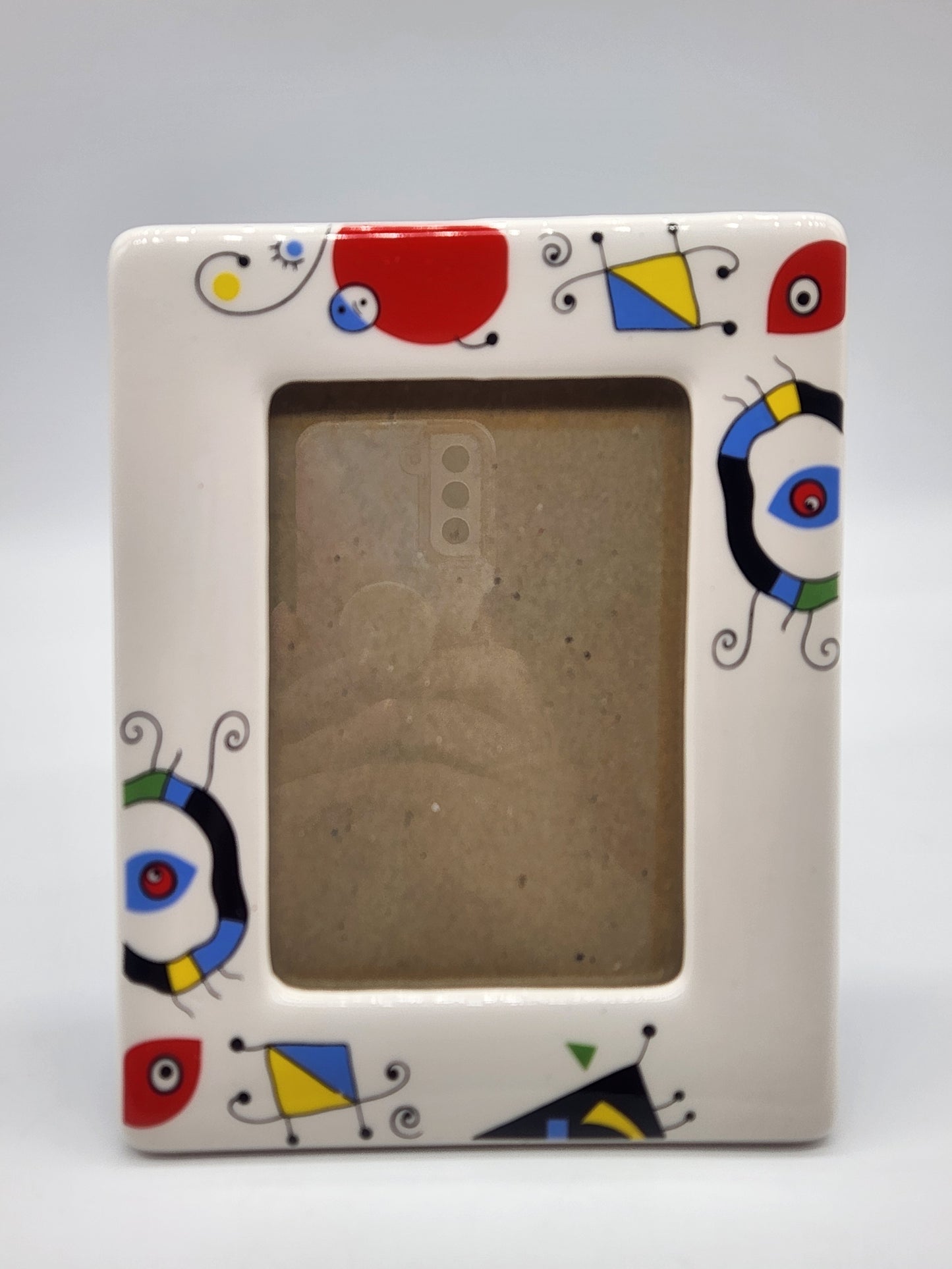 Ceramic Picture Frame 5"x7" Abstract Modern Art "Miro" Inspired Handcrafted