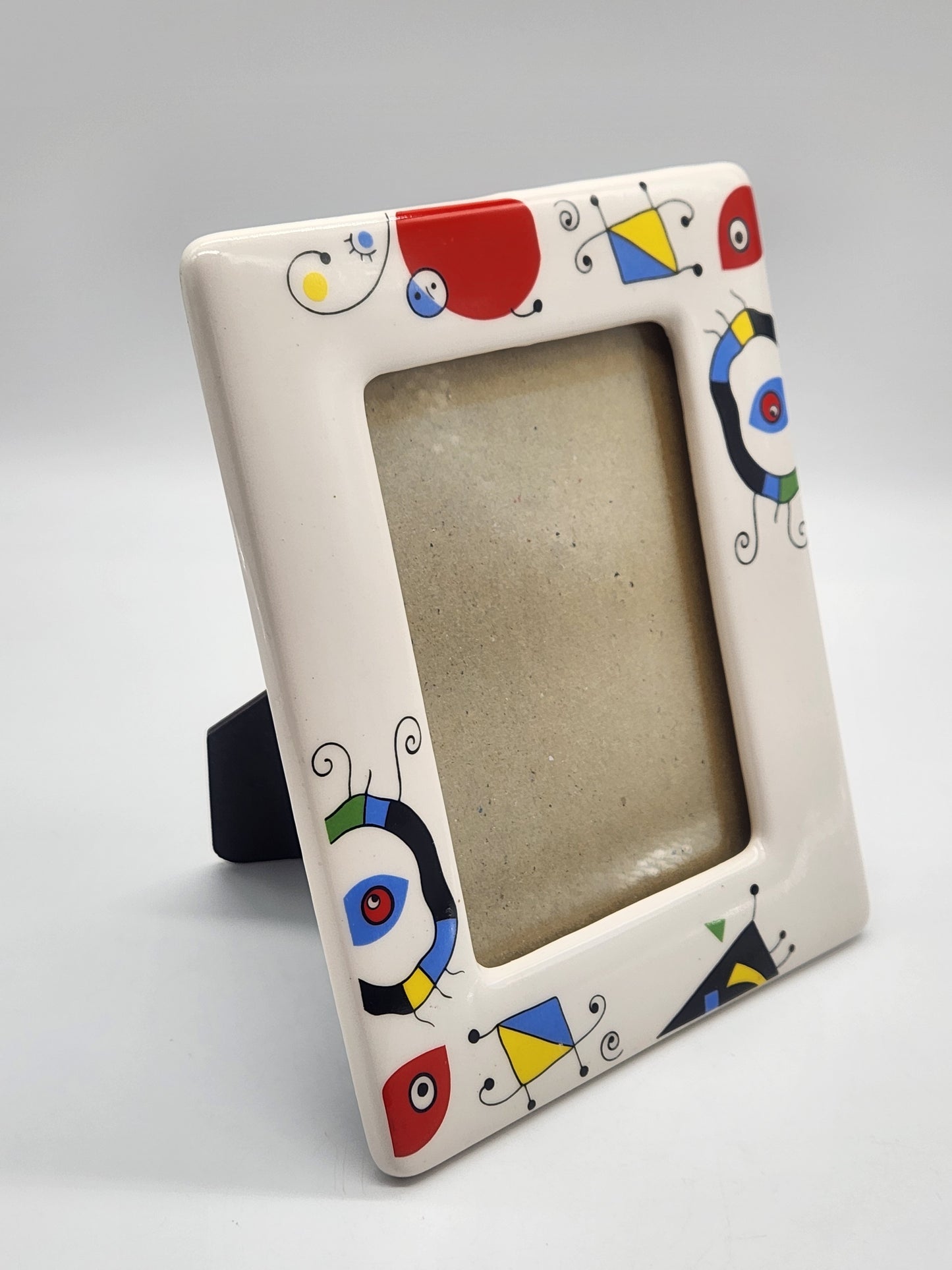 Ceramic Picture Frame 5"x7" Abstract Modern Art "Miro" Inspired Handcrafted