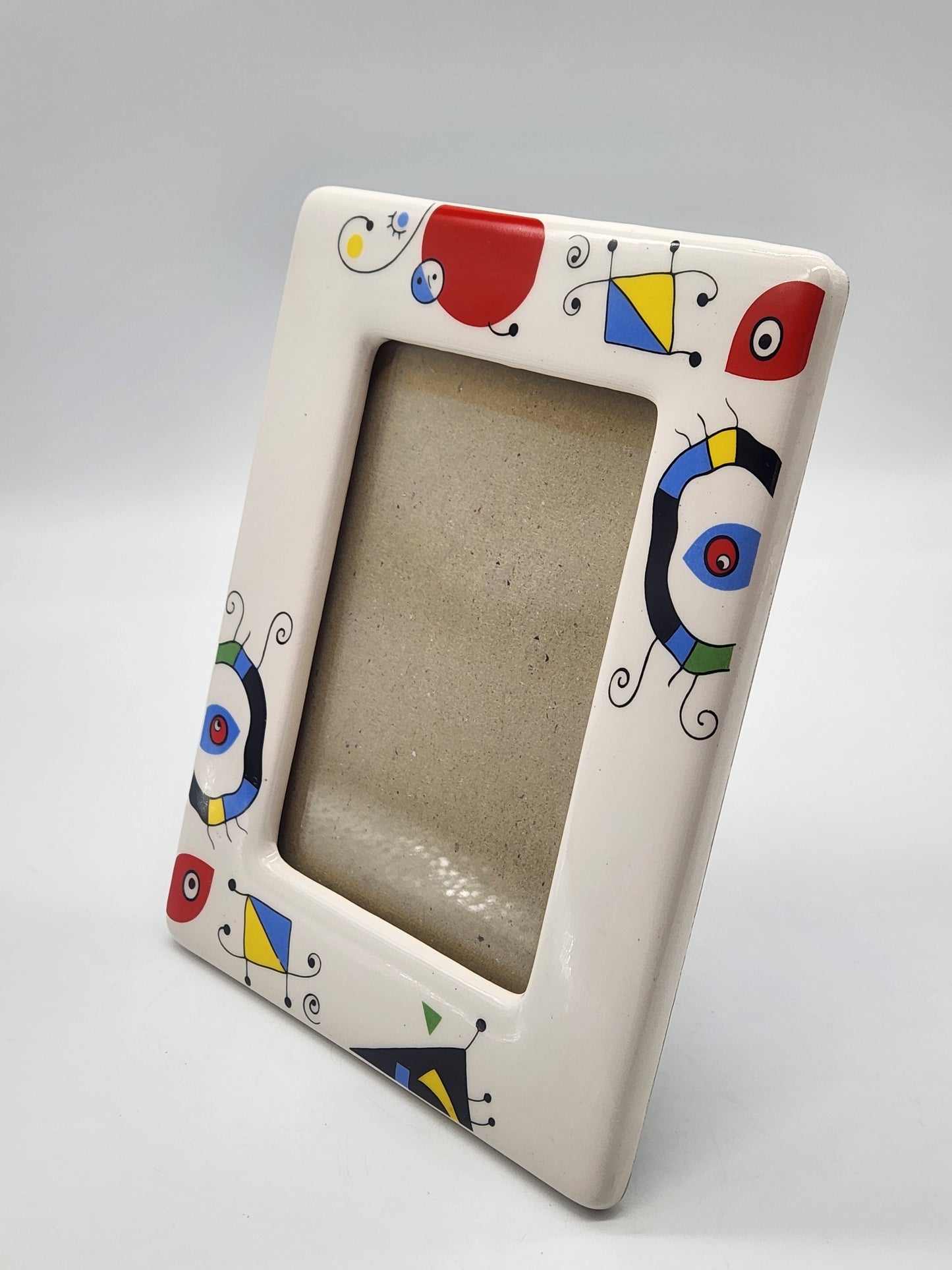 Ceramic Picture Frame 5"x7" Abstract Modern Art "Miro" Inspired Handcrafted