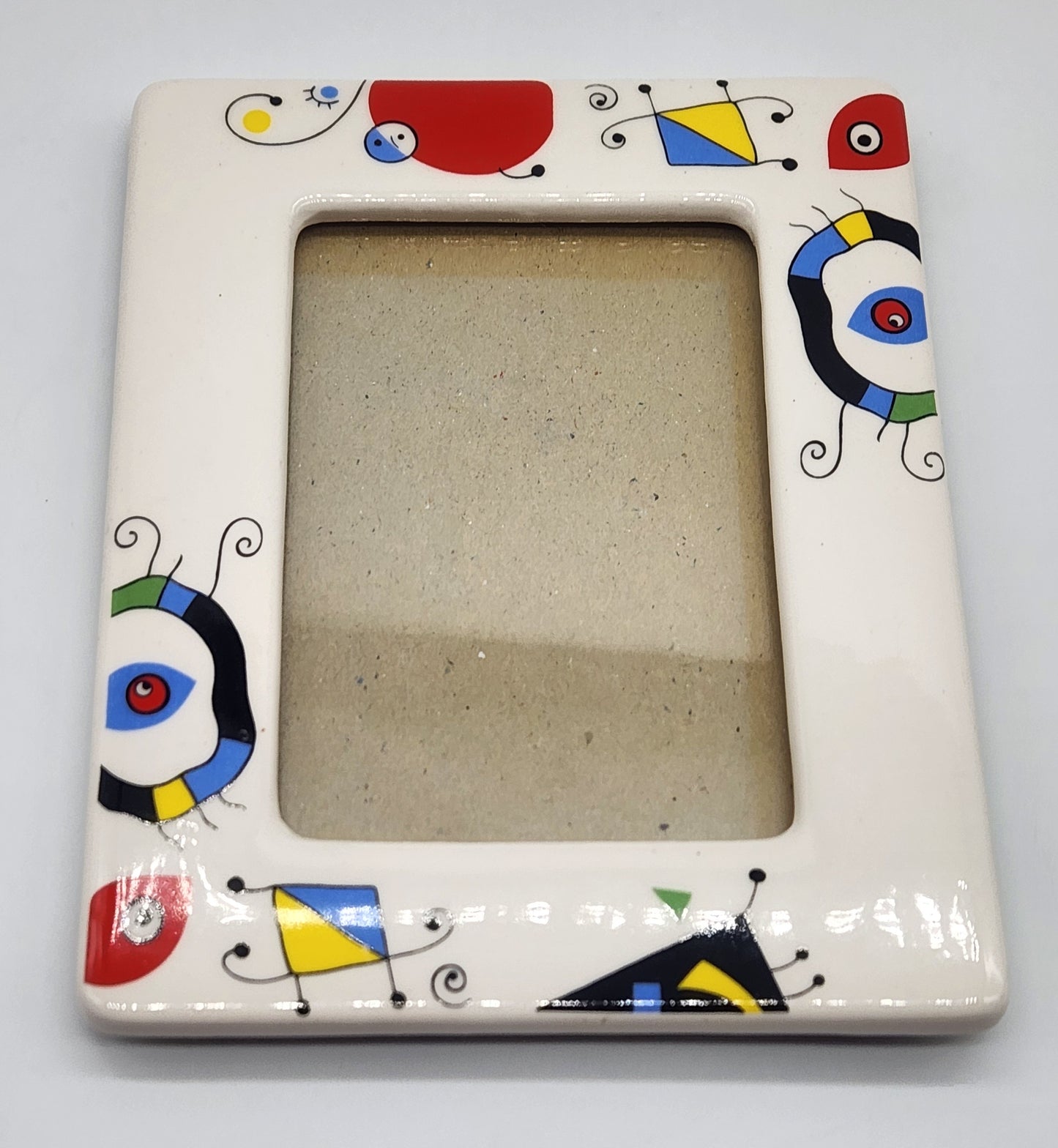Ceramic Picture Frame 5"x7" Abstract Modern Art "Miro" Inspired Handcrafted