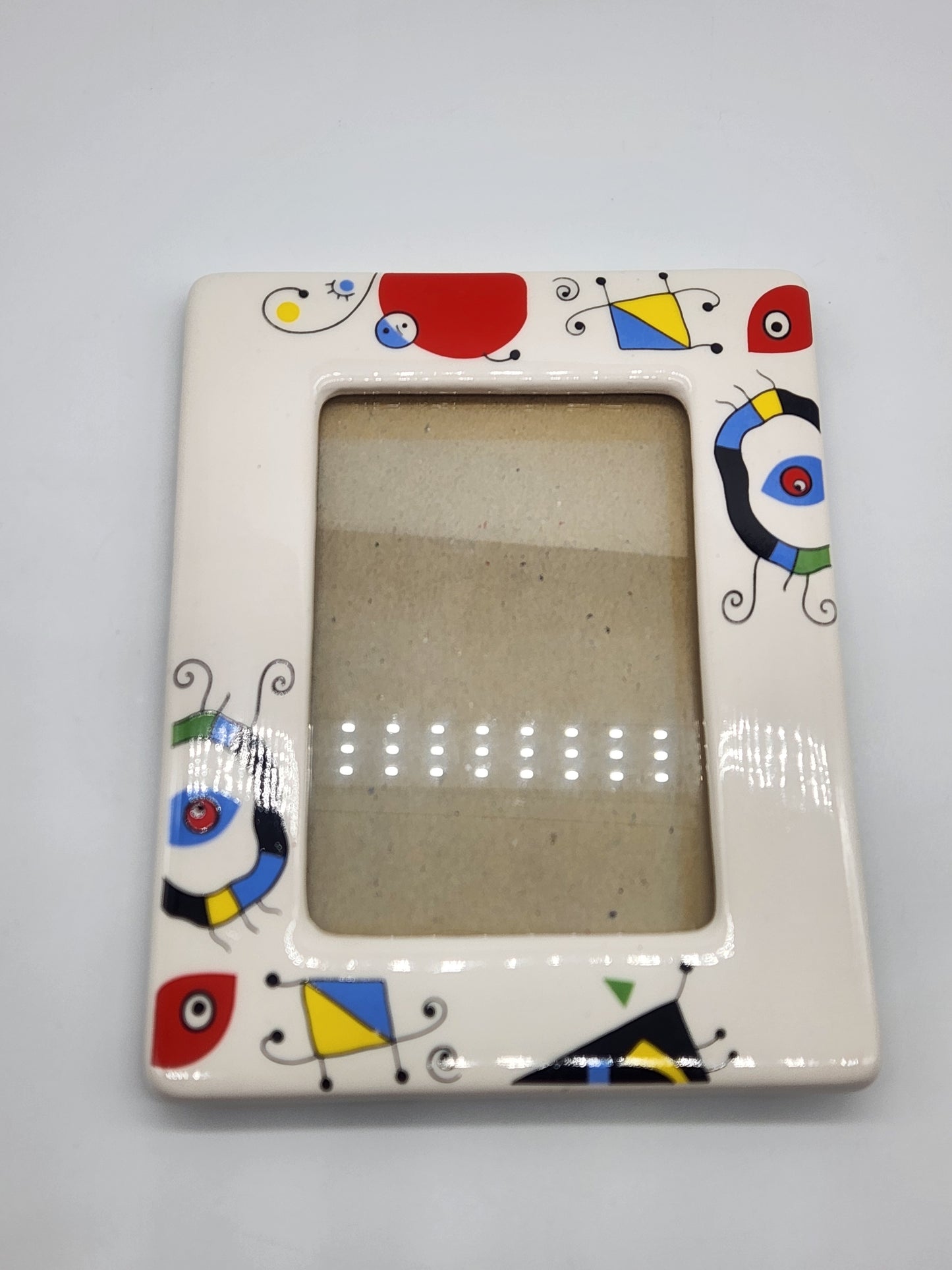 Ceramic Picture Frame 5"x7" Abstract Modern Art "Miro" Inspired Handcrafted
