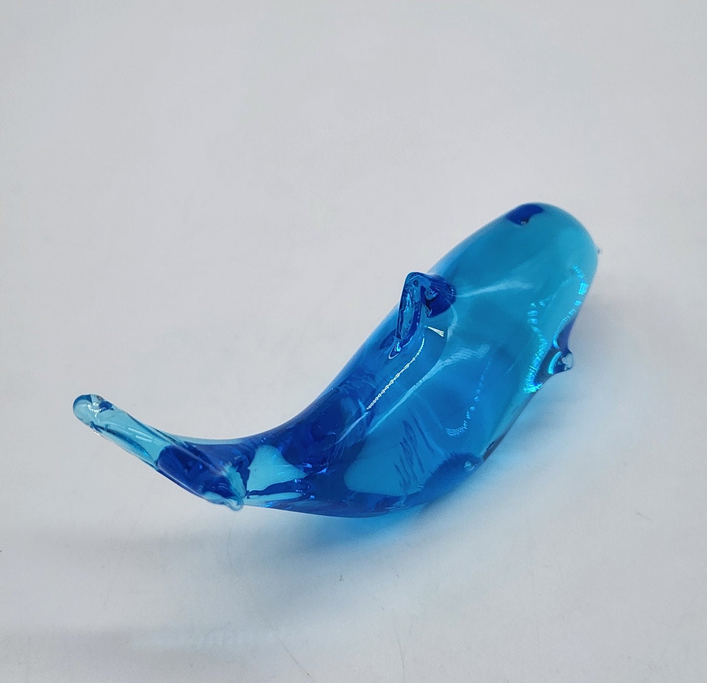 Vintage Signed W. Ward 1994 Blue Art Glass Dolphin Fish Figurine 4.5" Titan