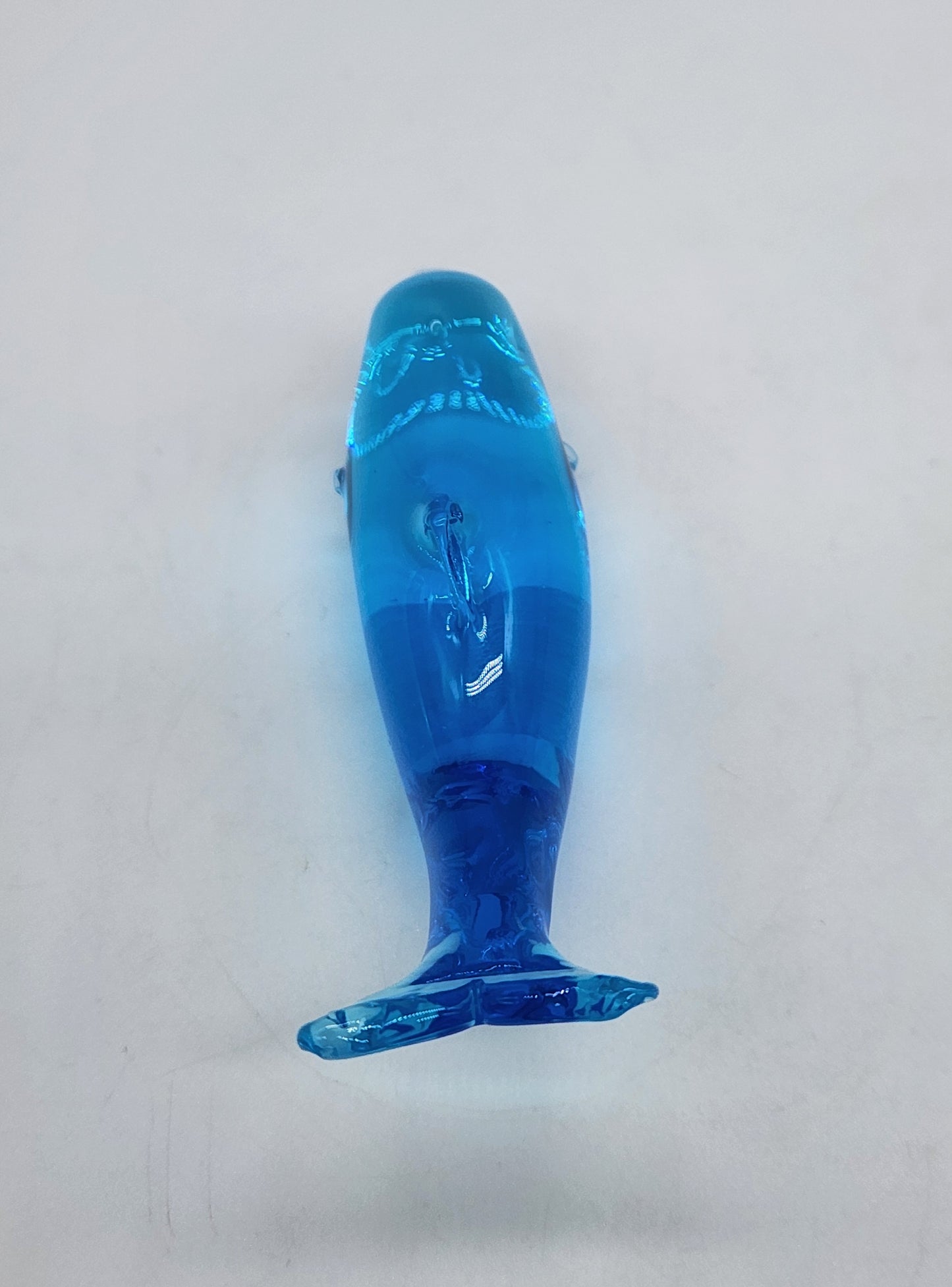 Vintage Signed W. Ward 1994 Blue Art Glass Dolphin Fish Figurine 4.5" Titan