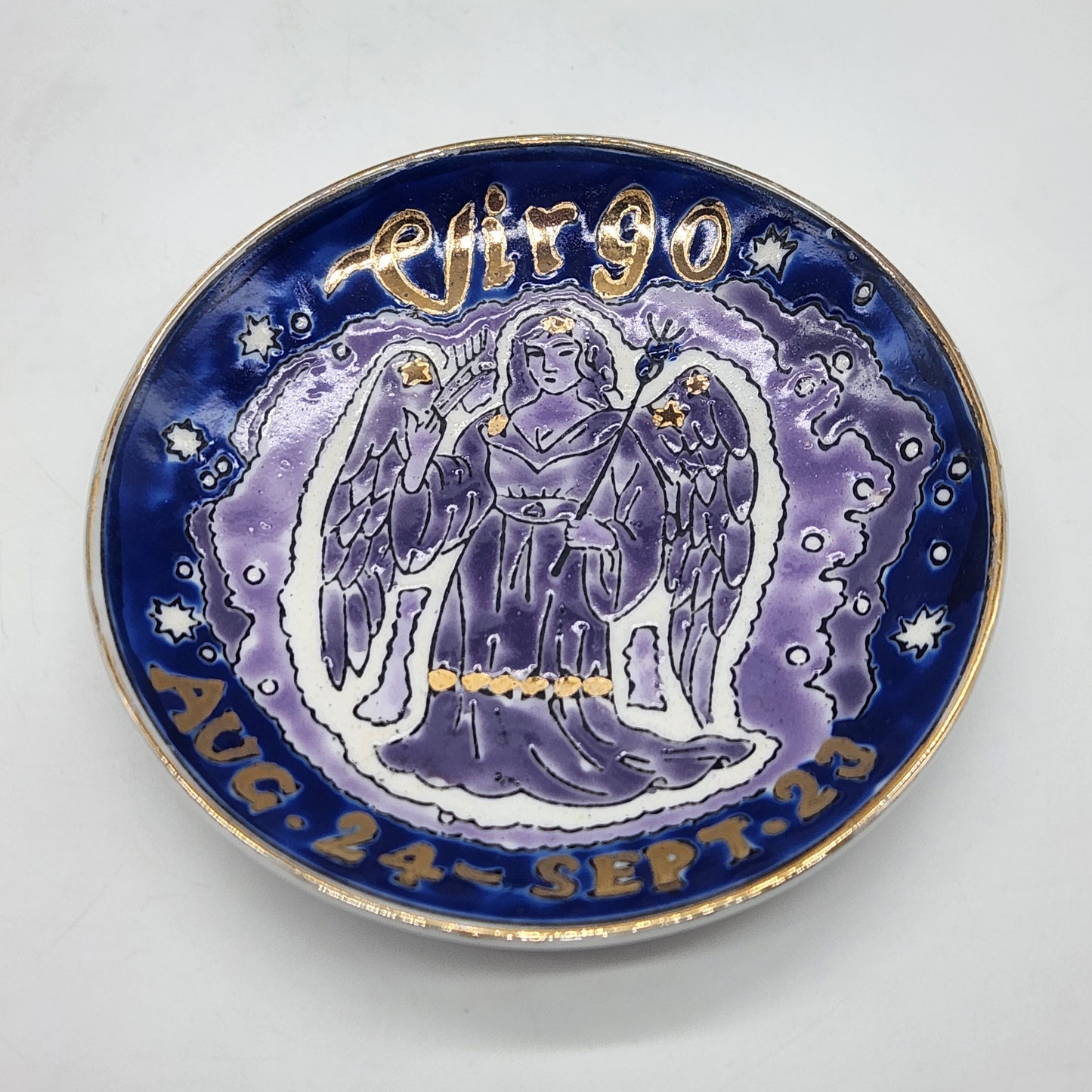 Vintage Virgo Decorative Dish, Miniature Plate, Collector's Case by Fingerhut, Collectible, Astrology, Zodiac, August/September Birthday