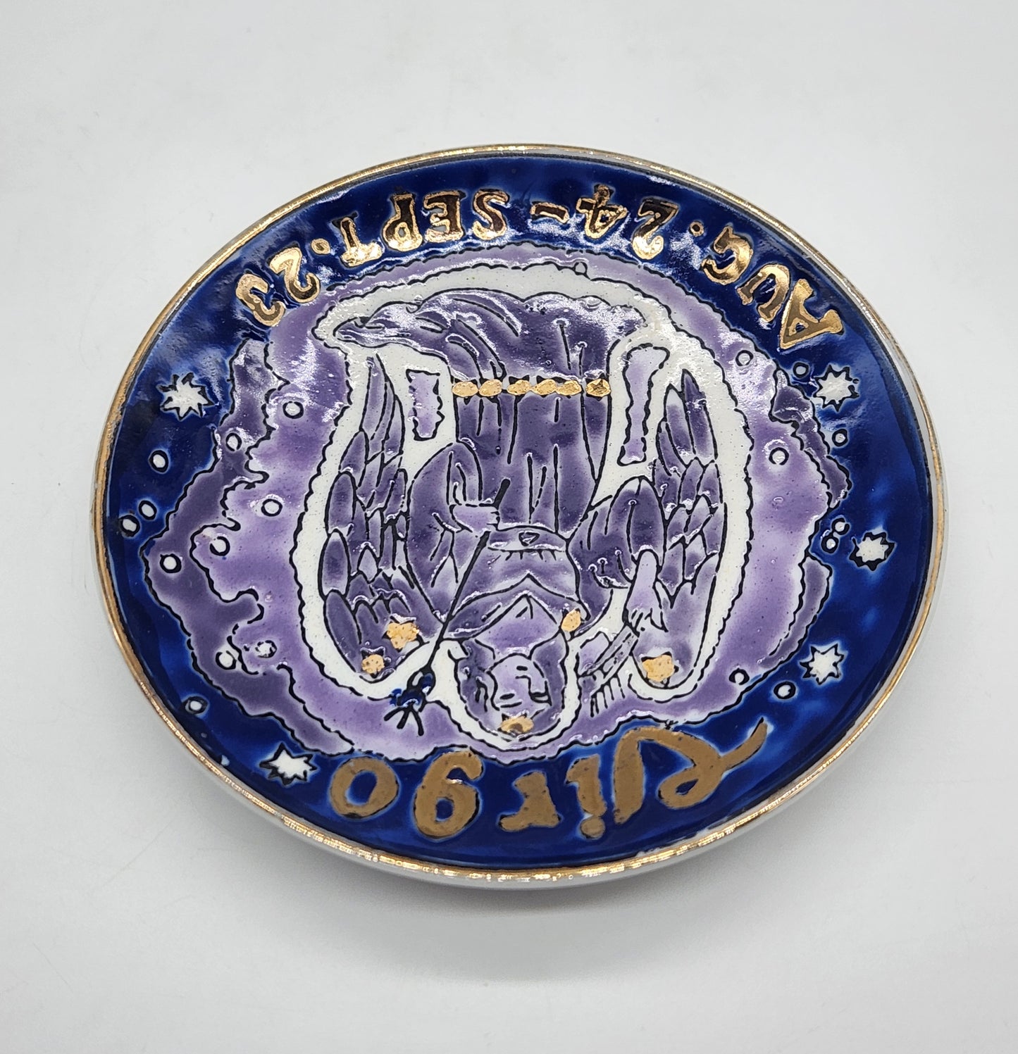 Vintage Virgo Decorative Dish, Miniature Plate, Collector's Case by Fingerhut, Collectible, Astrology, Zodiac, August/September Birthday