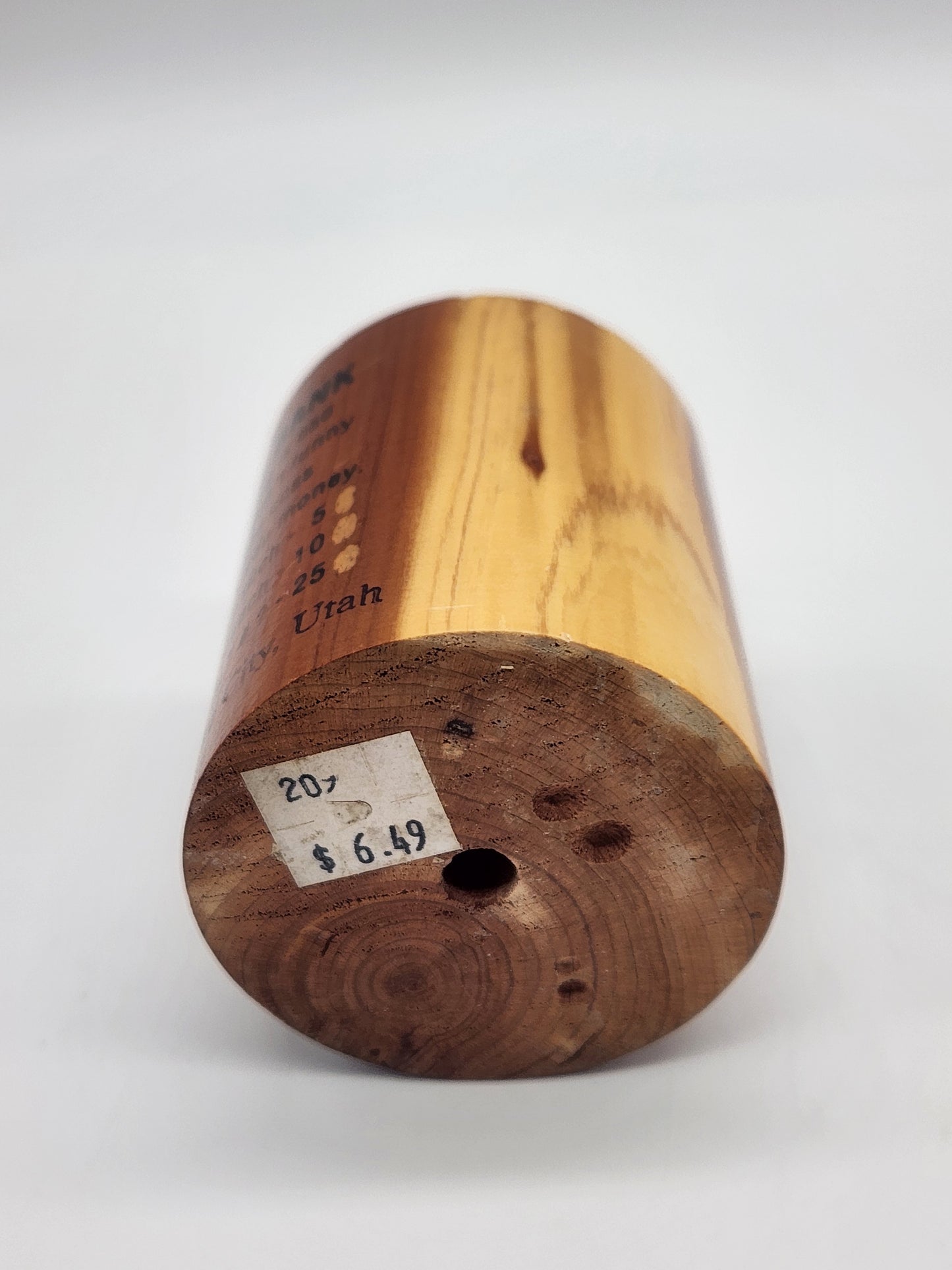 vintage Salt Lake City Utah souvenir wood coin Cuss Bank retro travel decor 3"