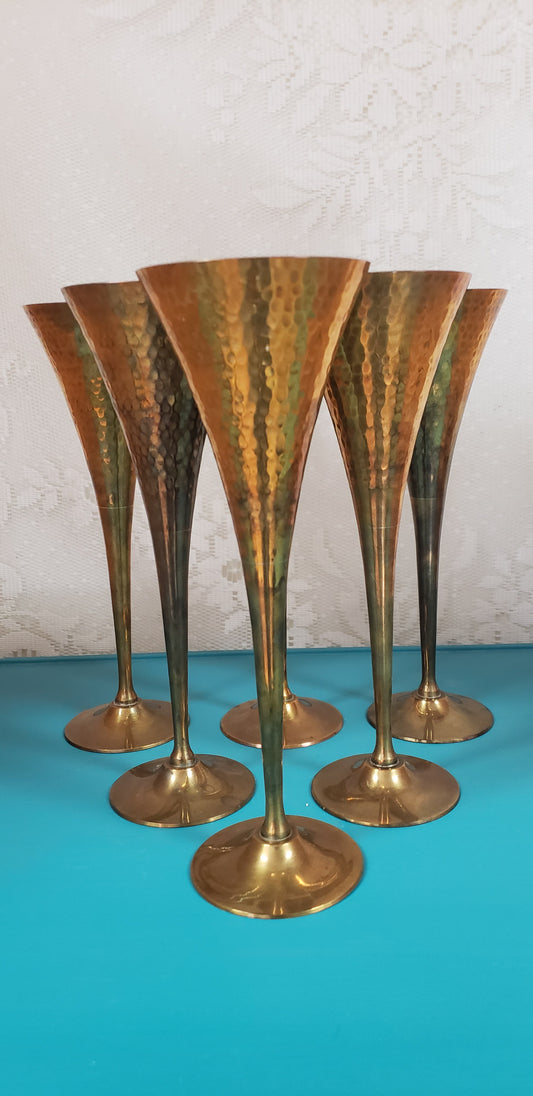 Hammered Brass Champagne Flute