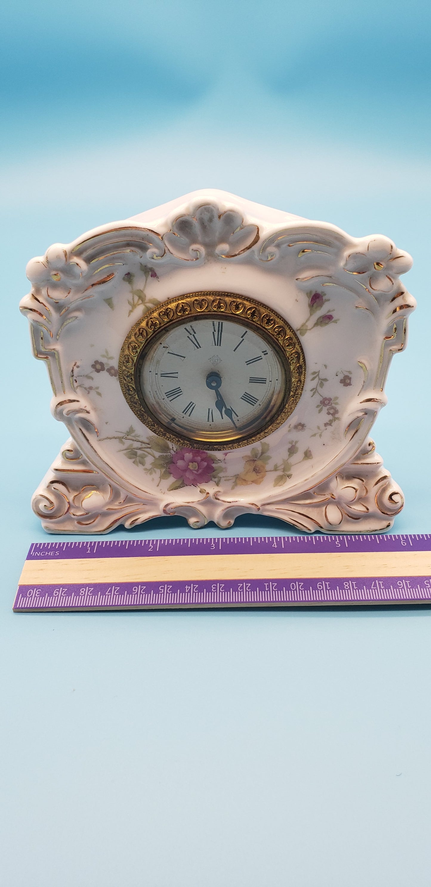 Ansonia Clock Co Porcelain Mantel Clock