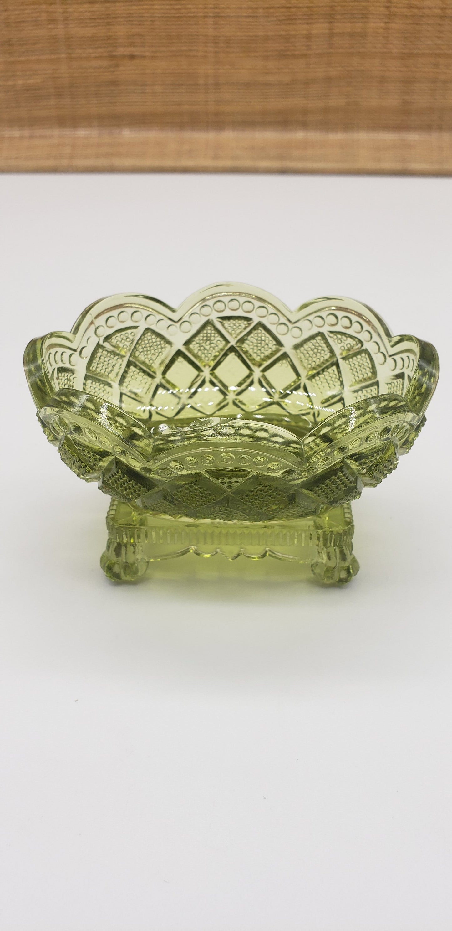 Green glass Salt Cellar