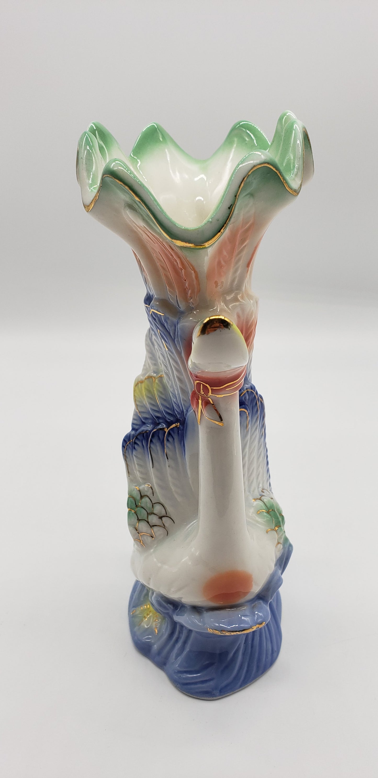 Iridescent Ceramic Swan Vase