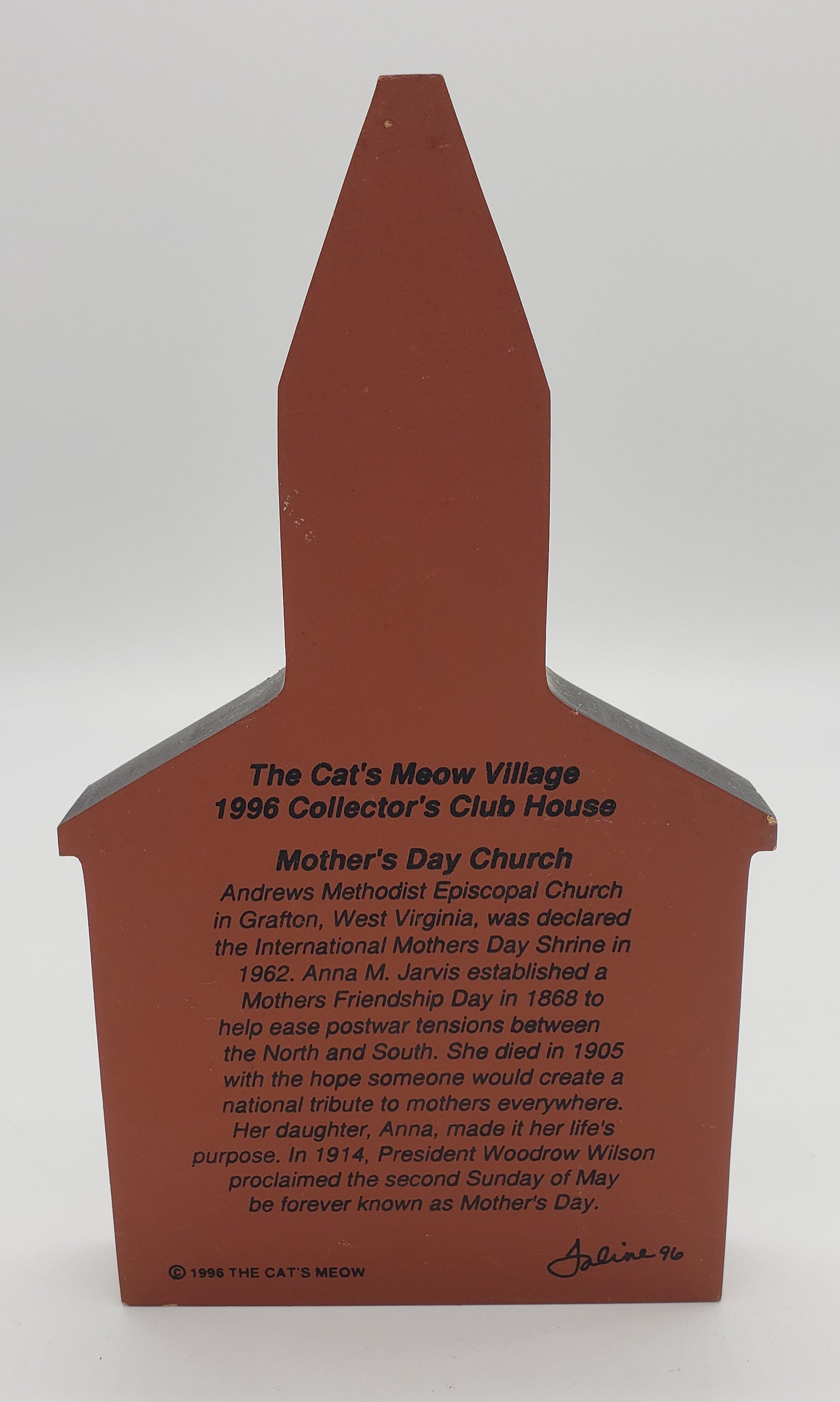 The Cat's Meow Village 1996 Collector's Club House Mother's Day Church