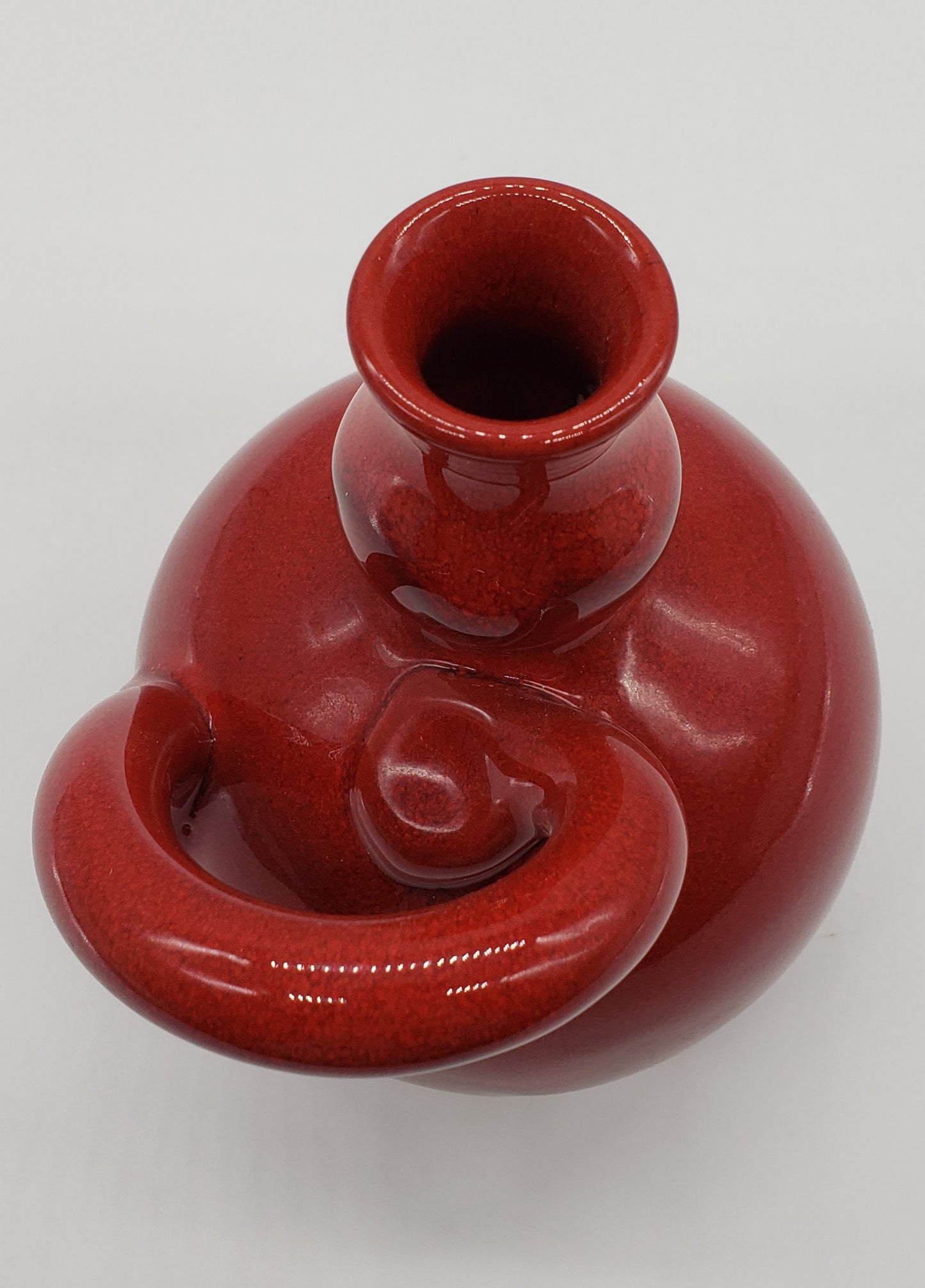 Bleu D'Argile Fait Main Red Glazed Pottery With Handle