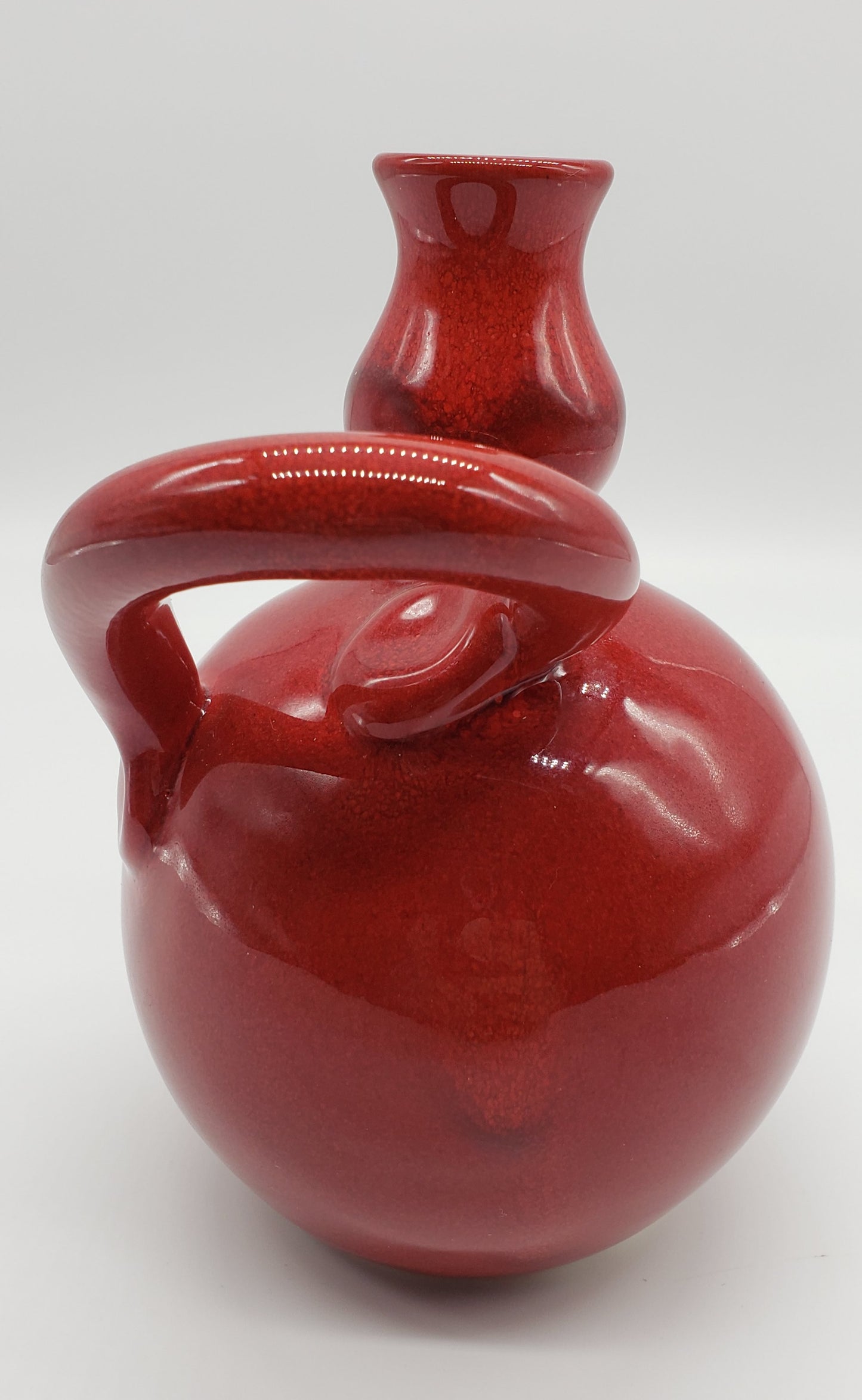 Bleu D'Argile Fait Main Red Glazed Pottery With Handle