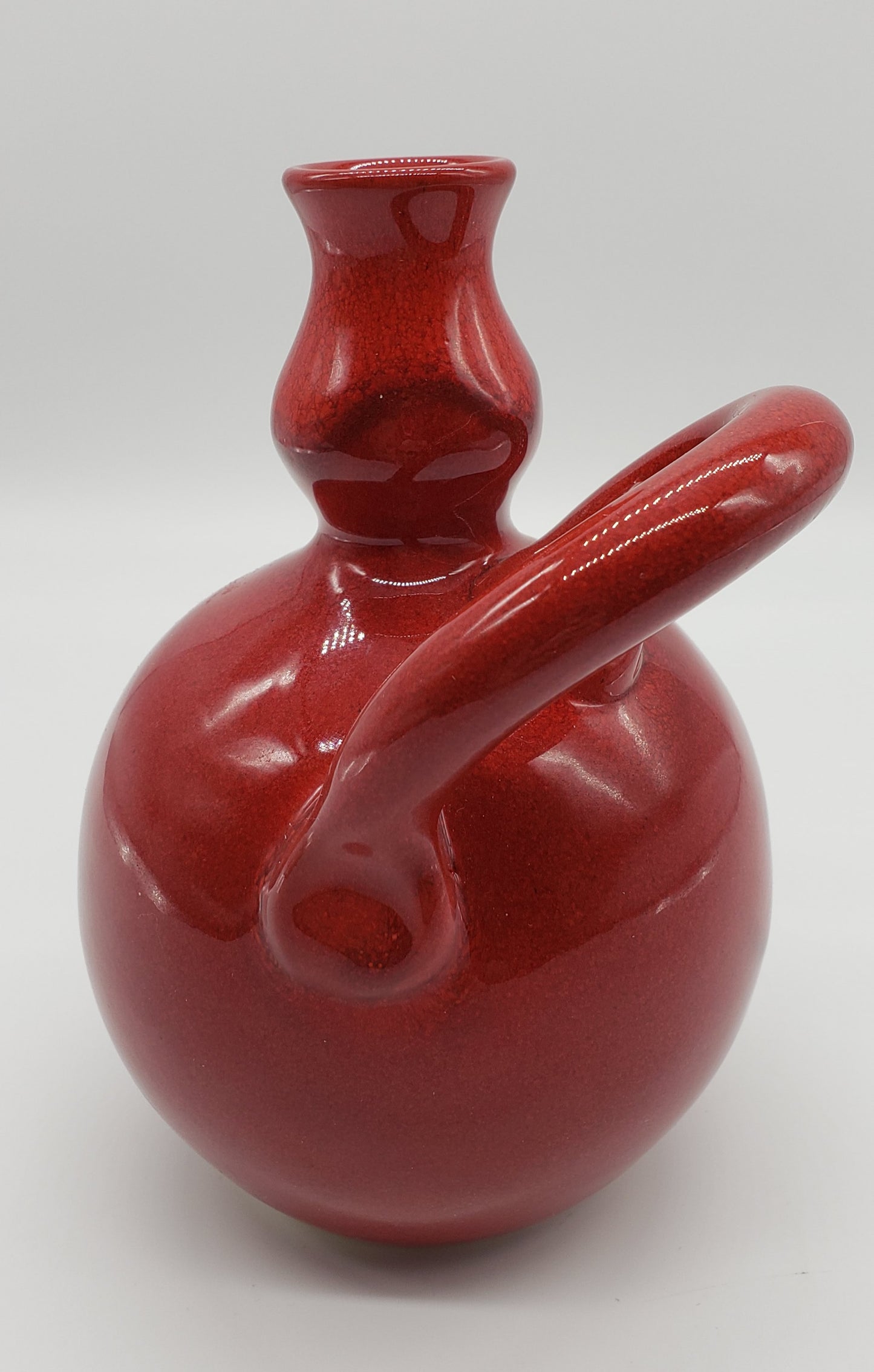 Bleu D'Argile Fait Main Red Glazed Pottery With Handle