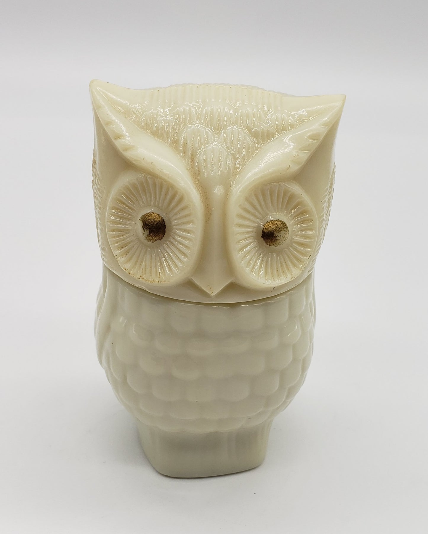AVON Owl Perfume Milk Glass Cream Sachet Bottle