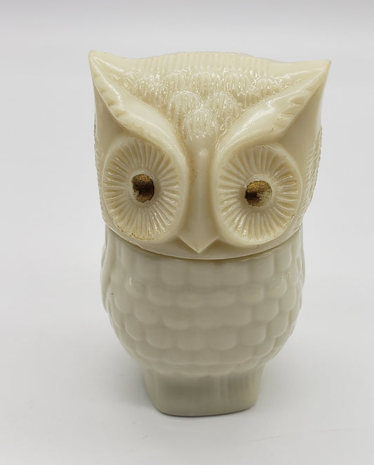 AVON Owl Perfume Milk Glass Cream Sachet Bottle