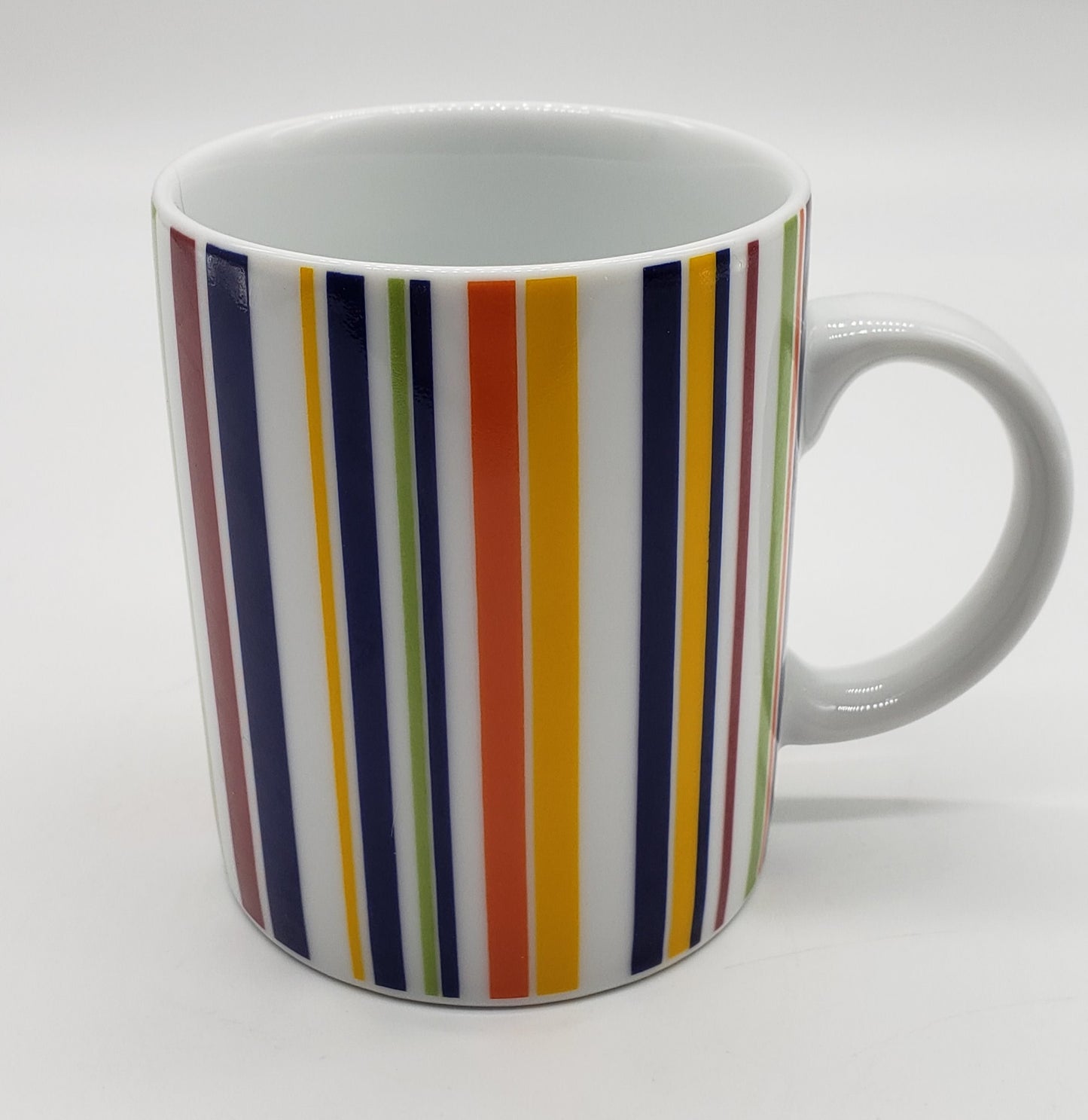 Crate & Barrel Coffee Cup Mug Vertical Multi-colored Stripes