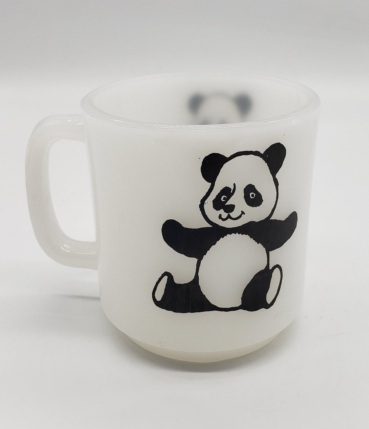 Glasbake Milk Glass Coffee Cup Mug Panda Bear