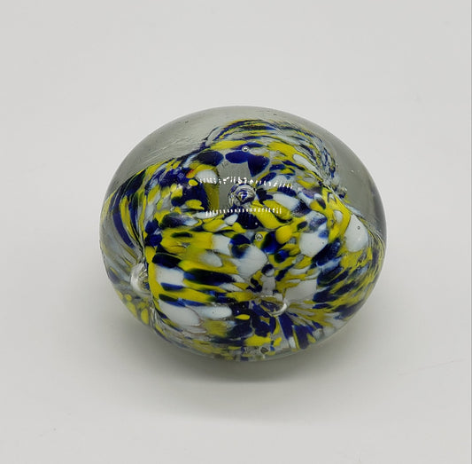Multi-Color Art Round Glass Paperweight