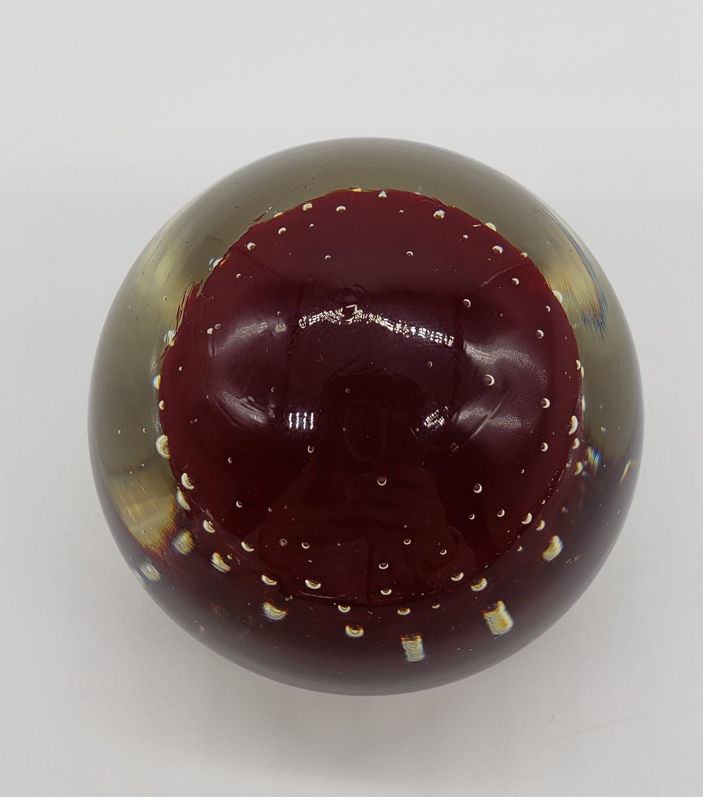Controlled Bubble Red Art Glass Paper Weight