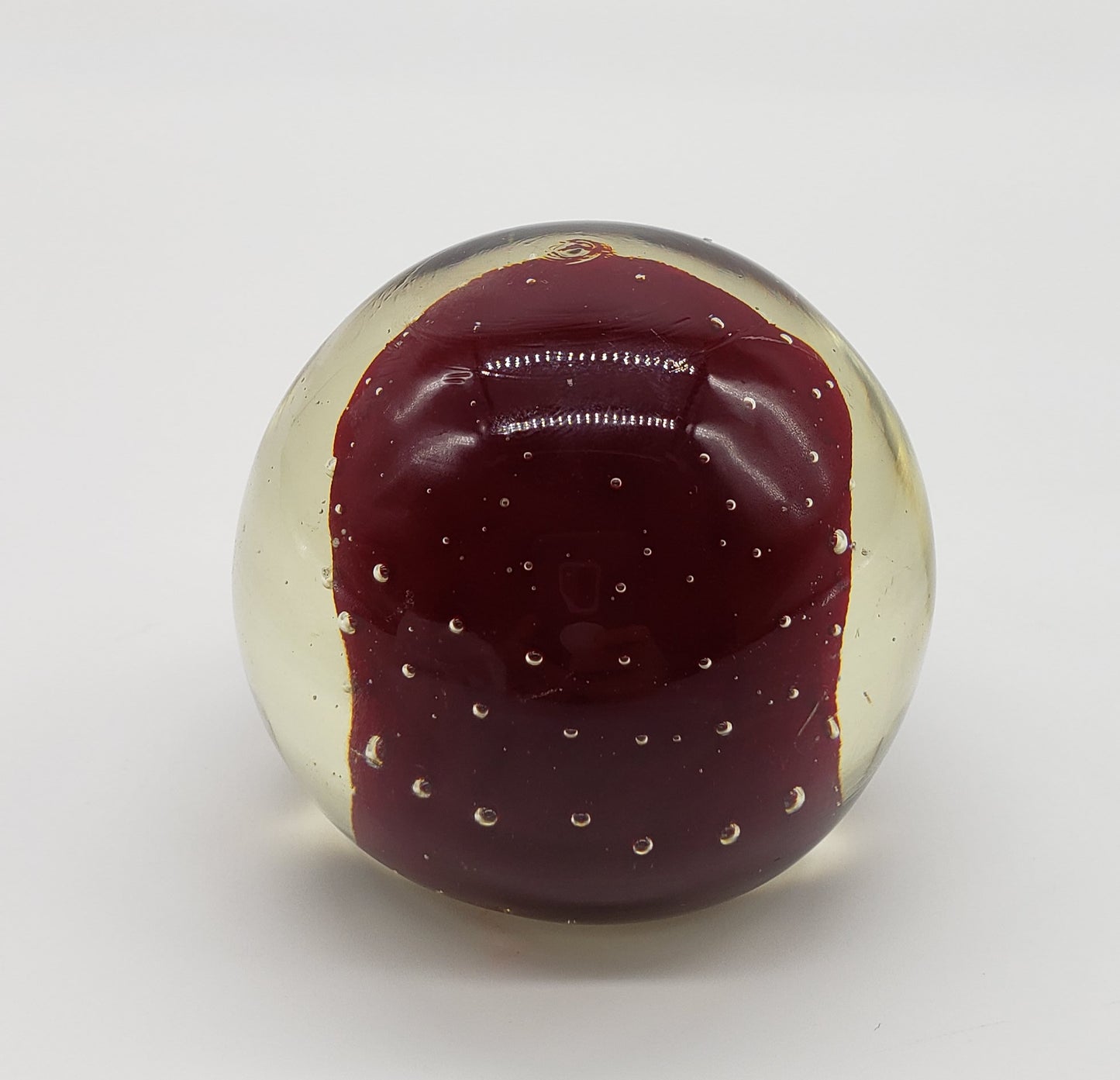 Controlled Bubble Red Art Glass Paper Weight