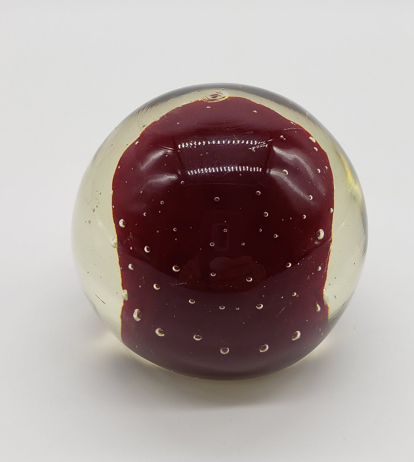 Controlled Bubble Red Art Glass Paper Weight
