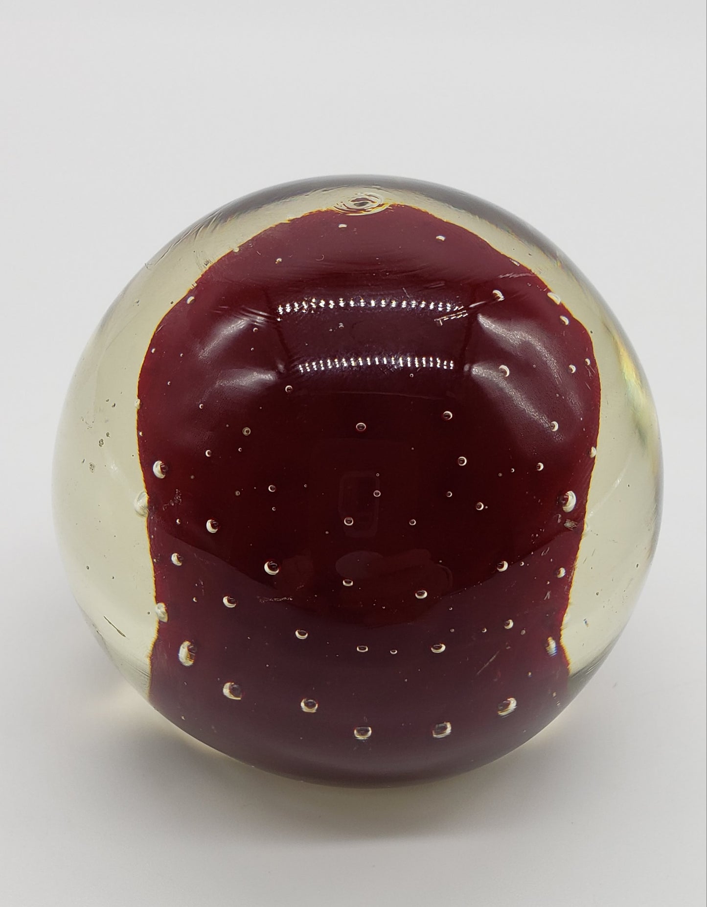 Controlled Bubble Red Art Glass Paper Weight