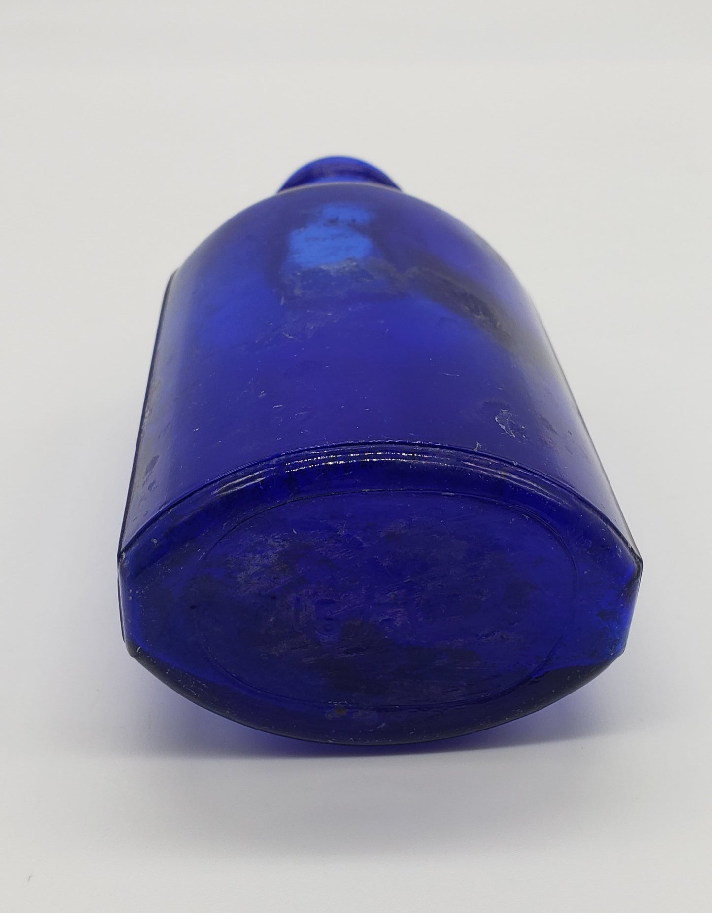 Anchor Hocking blue glass, milk of magnesia, apothecary bottle