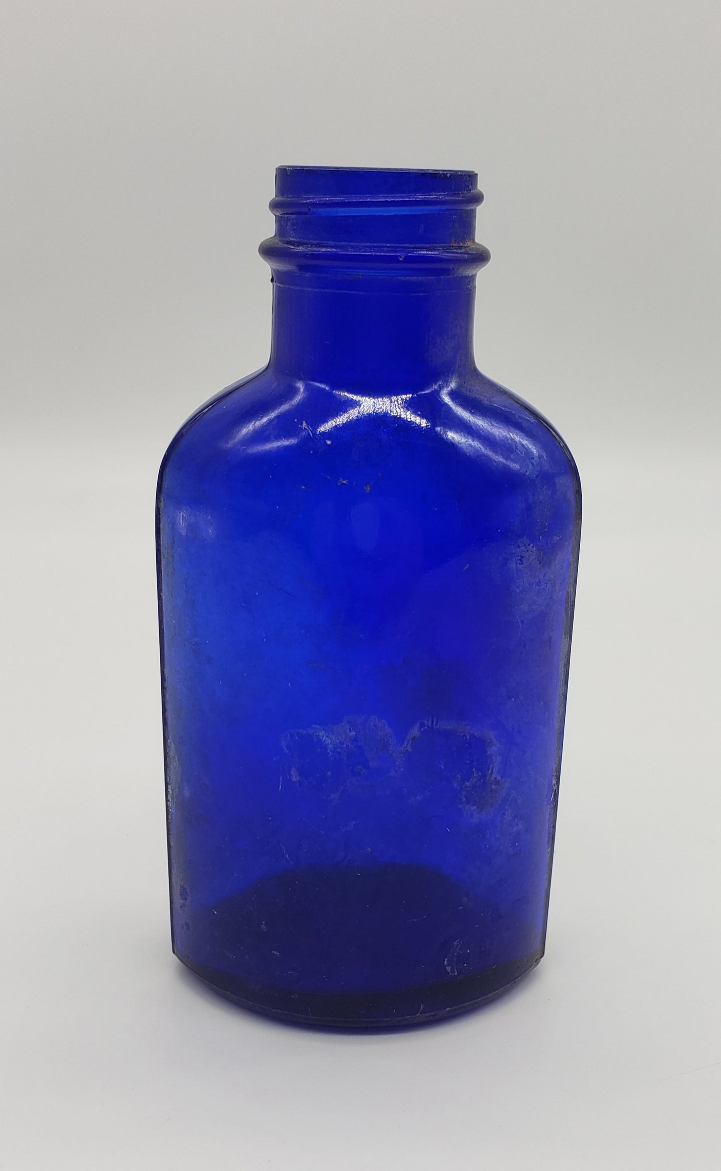 Anchor Hocking blue glass, milk of magnesia, apothecary bottle