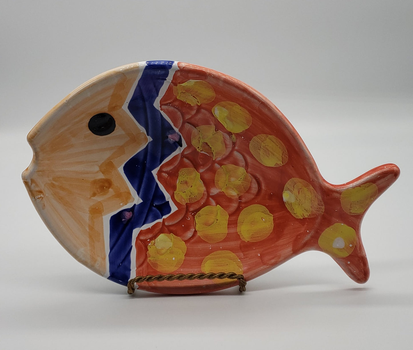 Decorative Hand Painted Fish Wall Hanging Italian Pottery -1