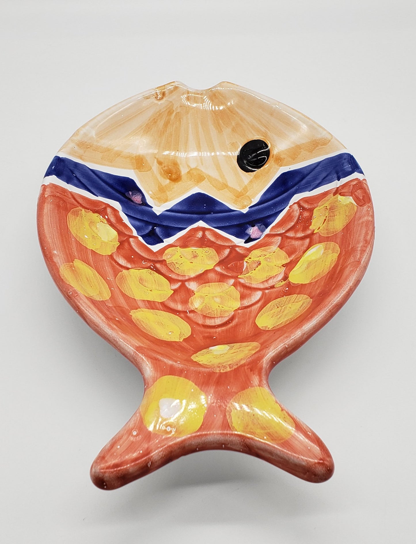 Decorative Hand Painted Fish Wall Hanging Italian Pottery -1