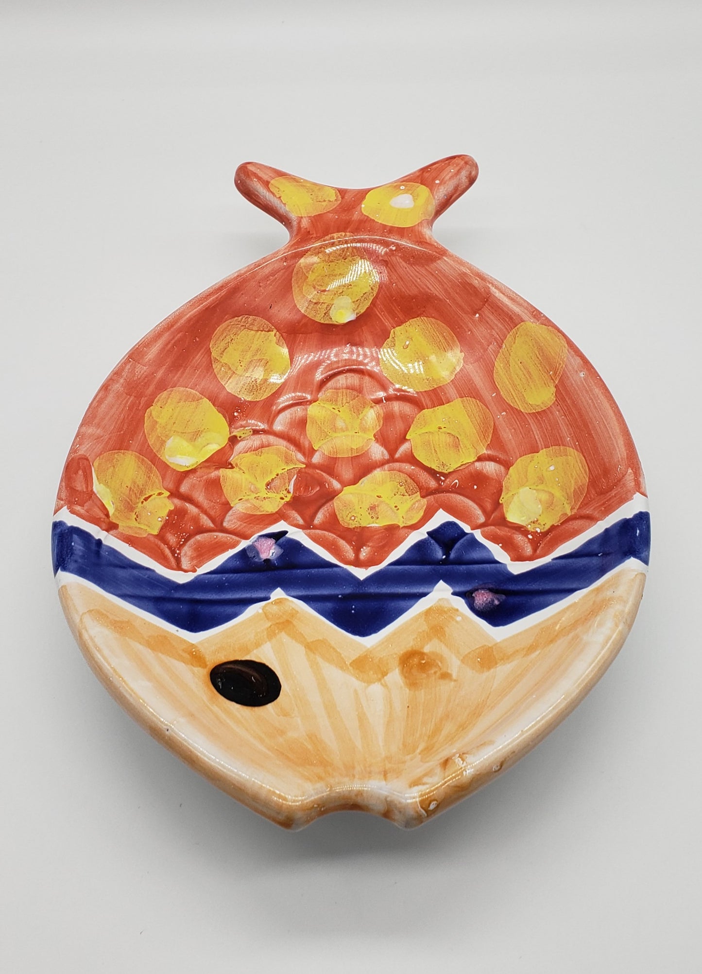 Decorative Hand Painted Fish Wall Hanging Italian Pottery -1