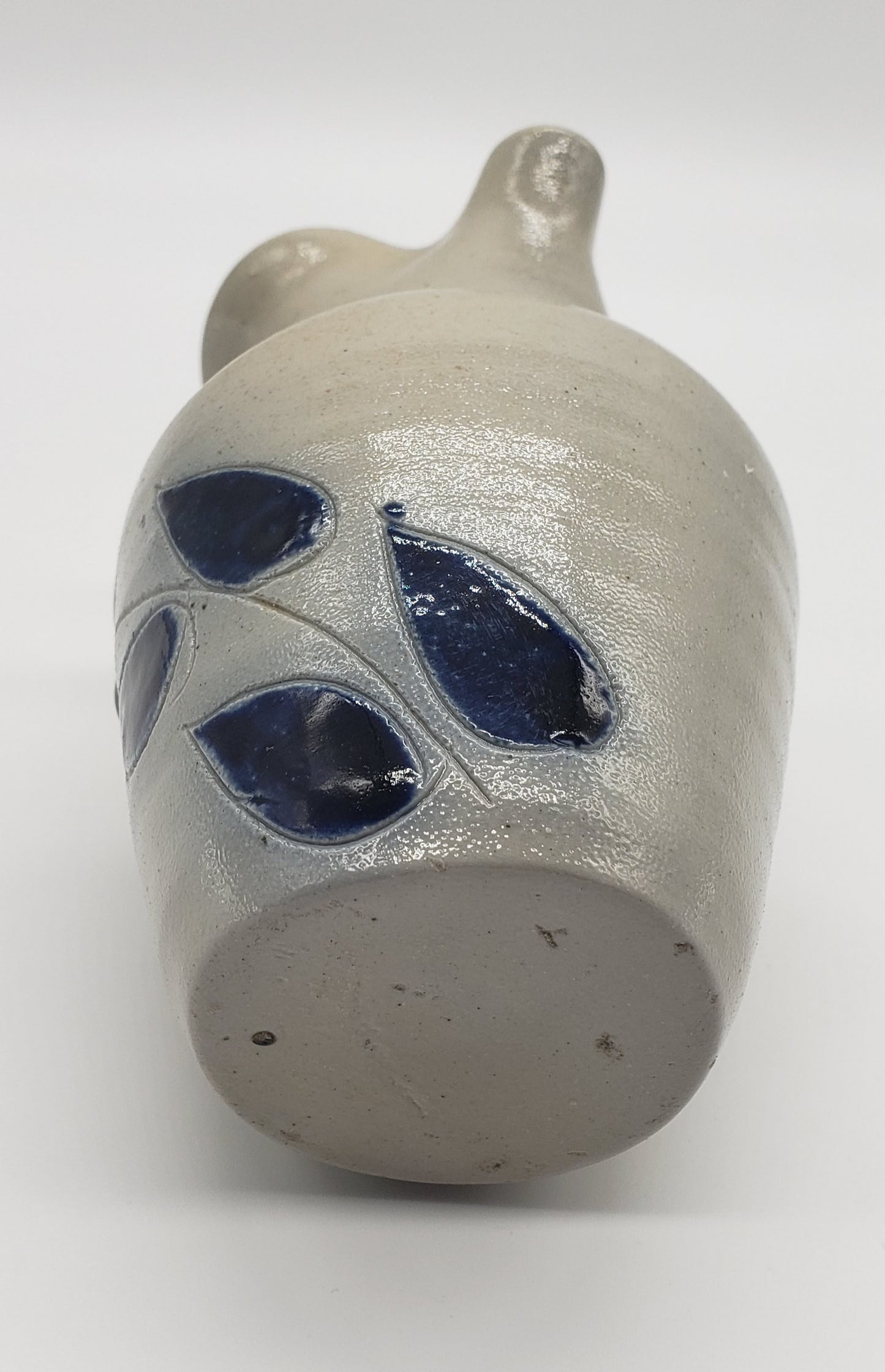 Williamsburg Pottery w/ Blue Enameled Leaves Vase / Pitcher