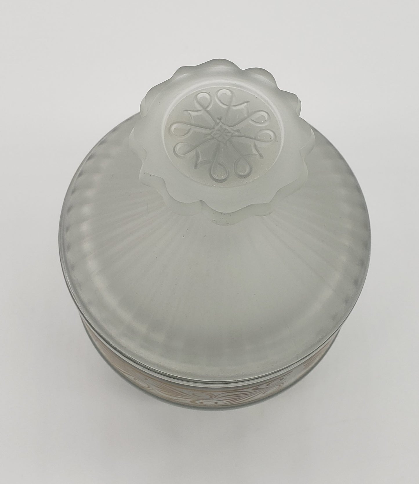 Daisey Frosted Glass with gold trim lidded dish