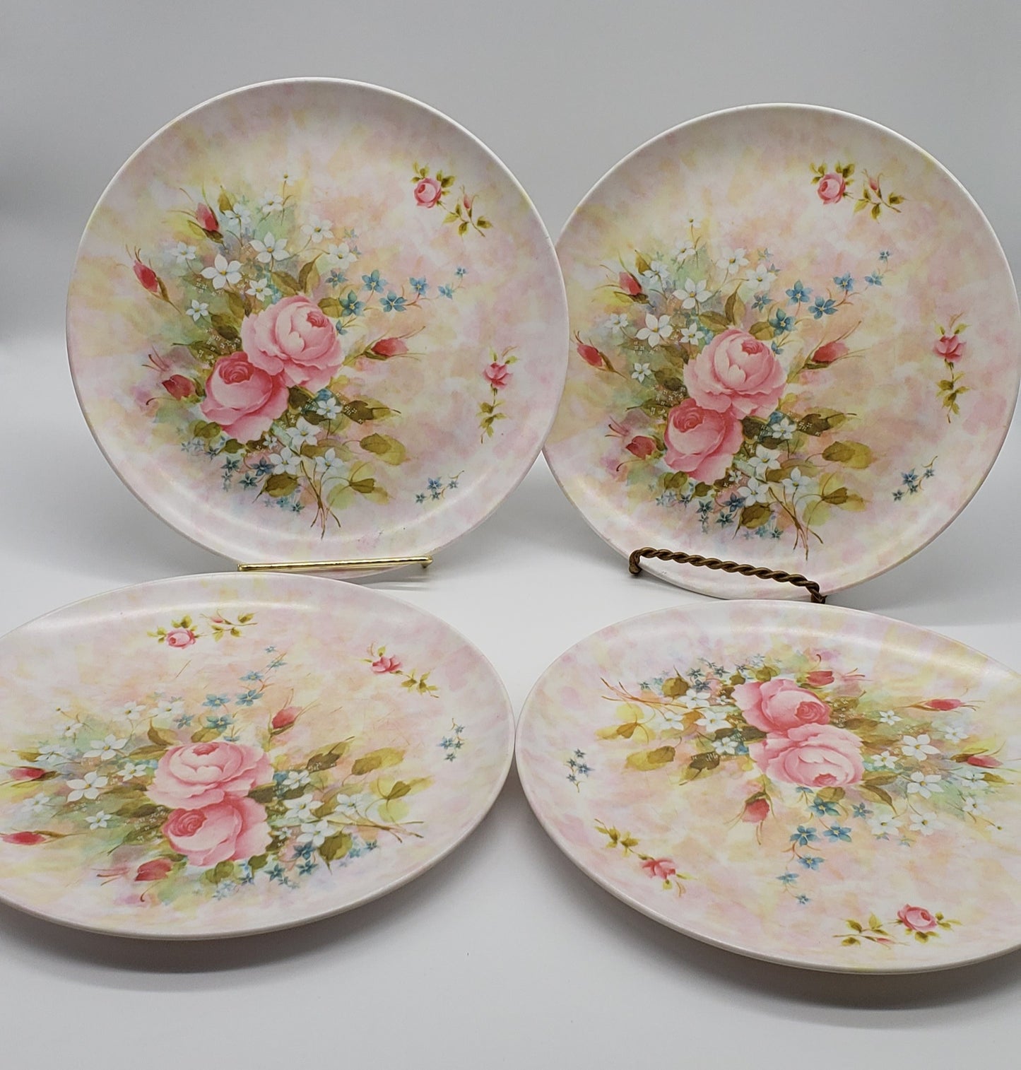 Rose Pattern Melamine Dinner Plate (set of 4)