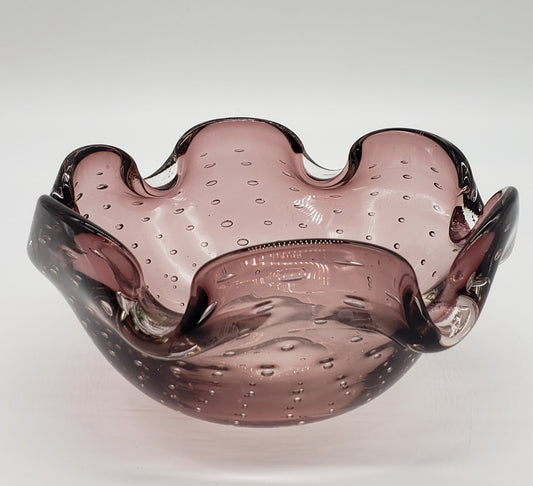 Murano Style Art glass (controlled bubble) Glass Ash Tray