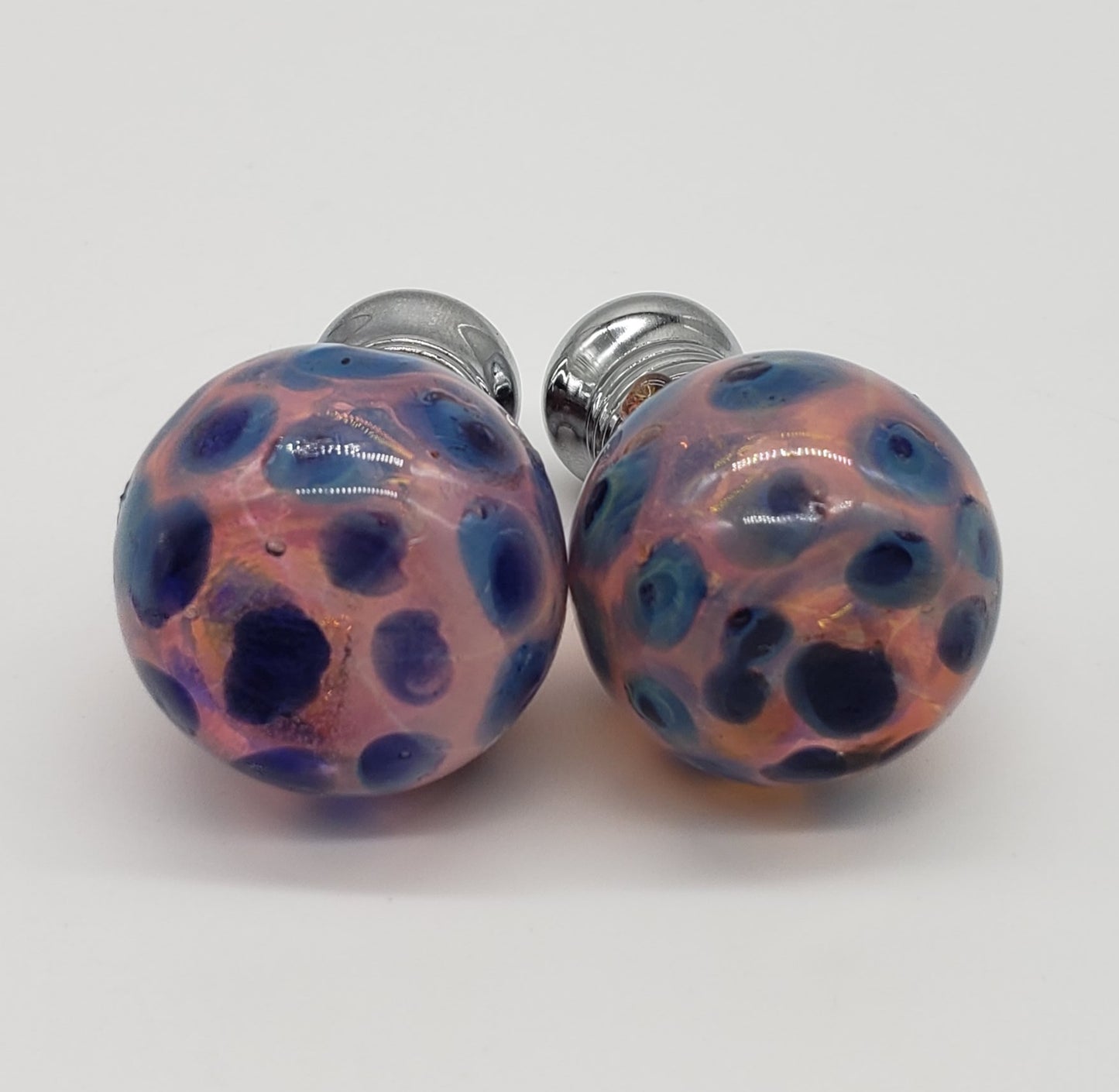 Hand Blown Art Glass Colored Dots salt and pepper Shakers