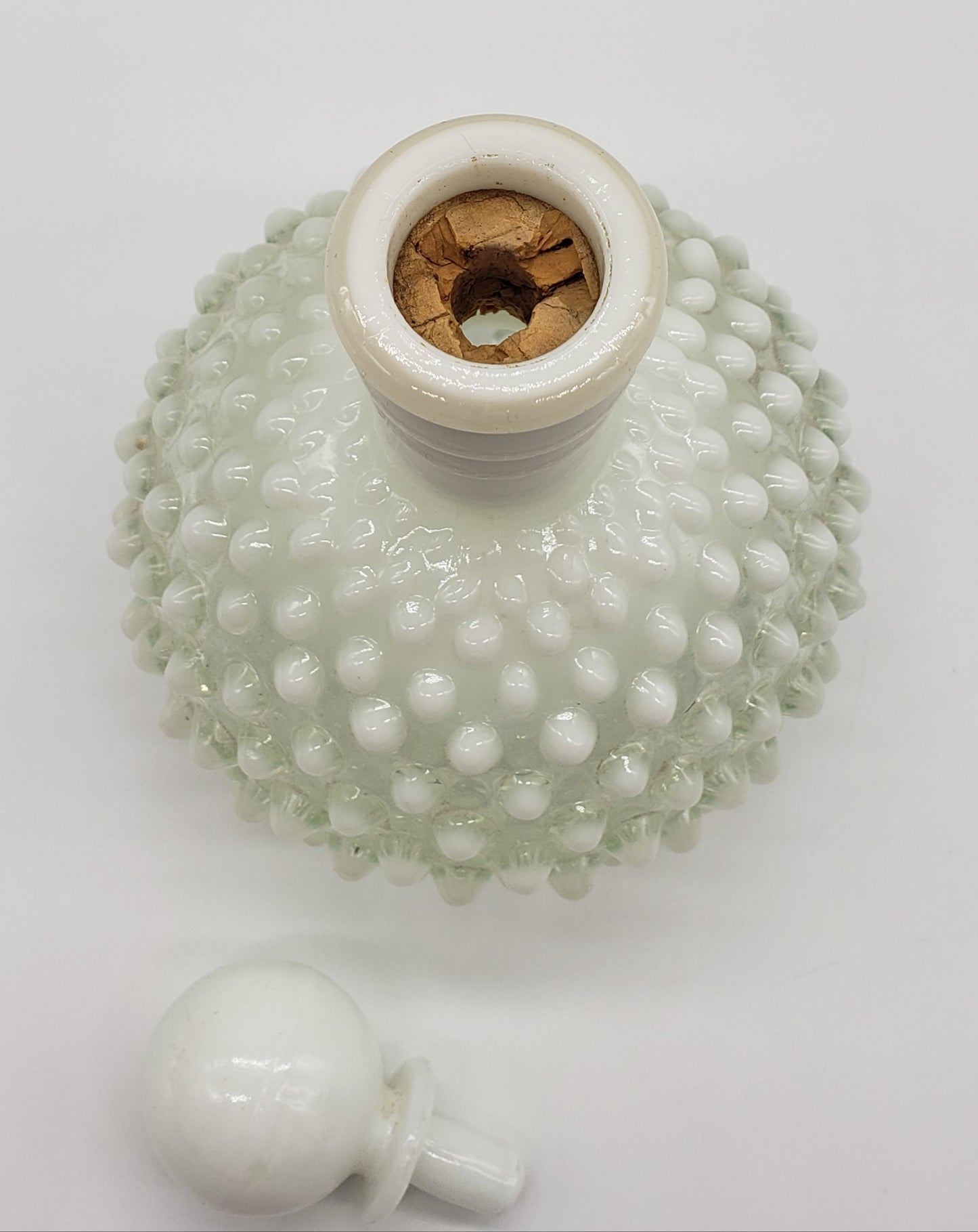 Fenton Hobnail White Opalescent Perfume Bottle with stopper