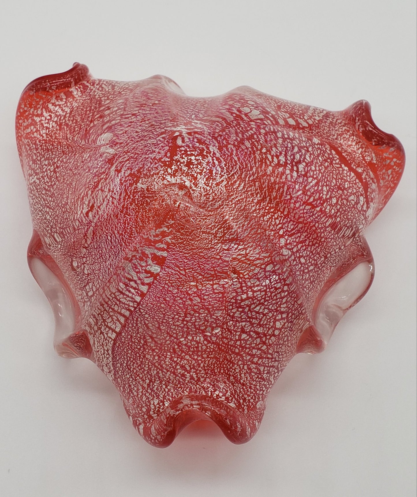 Murano Style Venetian Red Glass & Silver Bowl / Ashtray