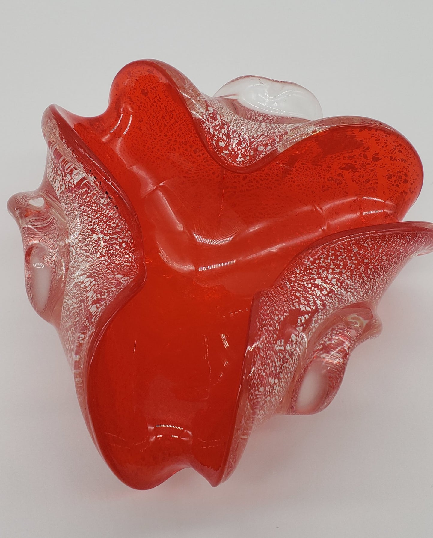 Murano Style Venetian Red Glass & Silver Bowl / Ashtray