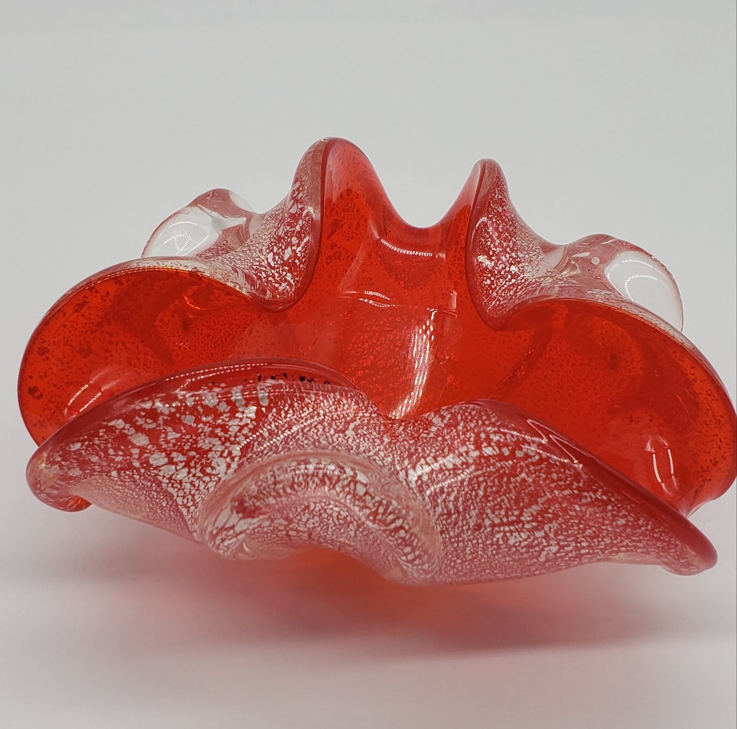 Murano Style Venetian Red Glass & Silver Bowl / Ashtray
