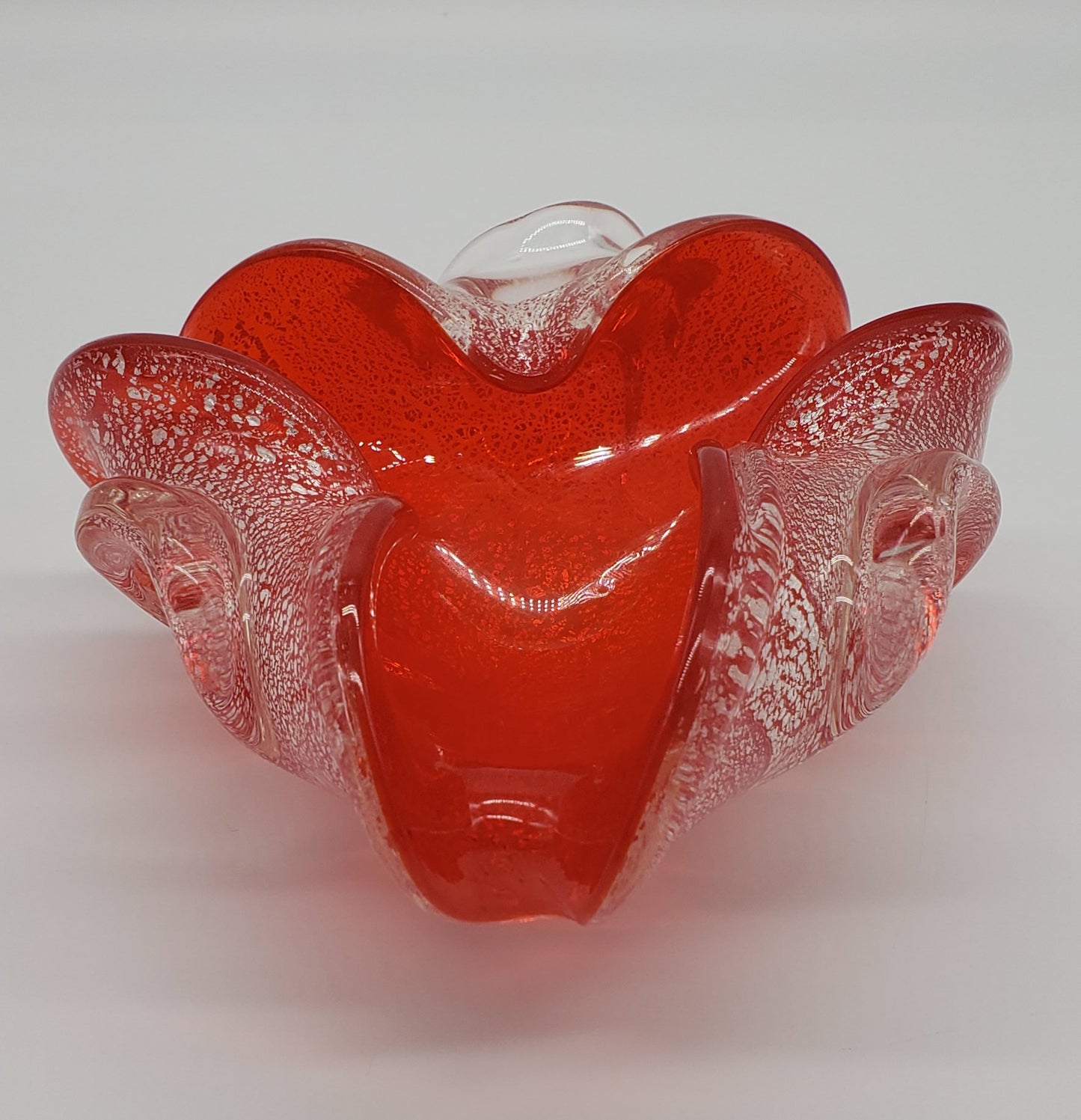 Murano Style Venetian Red Glass & Silver Bowl / Ashtray