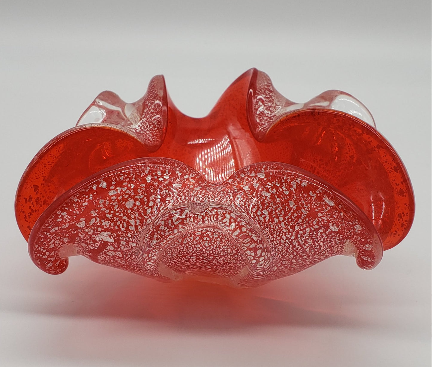 Murano Style Venetian Red Glass & Silver Bowl / Ashtray
