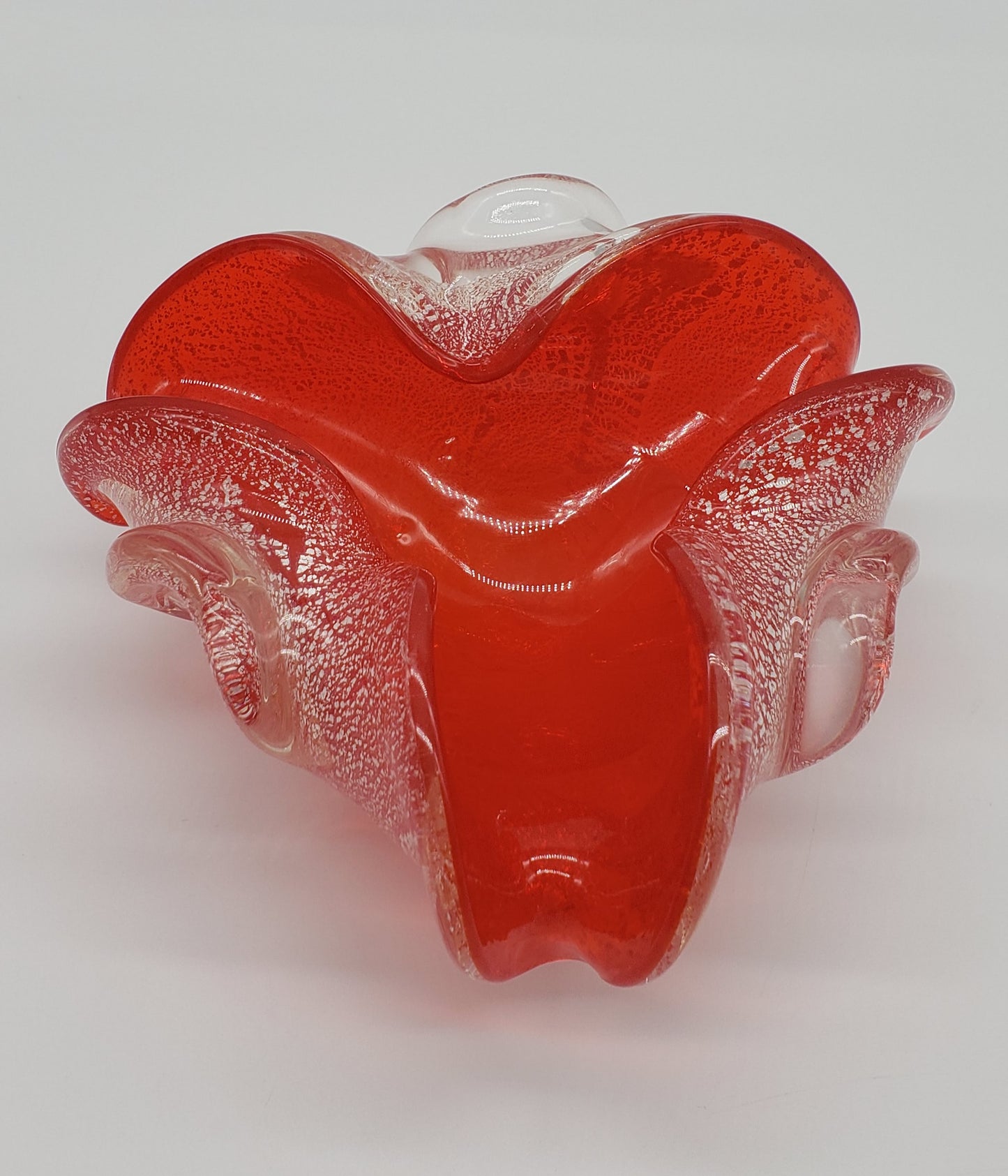 Murano Style Venetian Red Glass & Silver Bowl / Ashtray