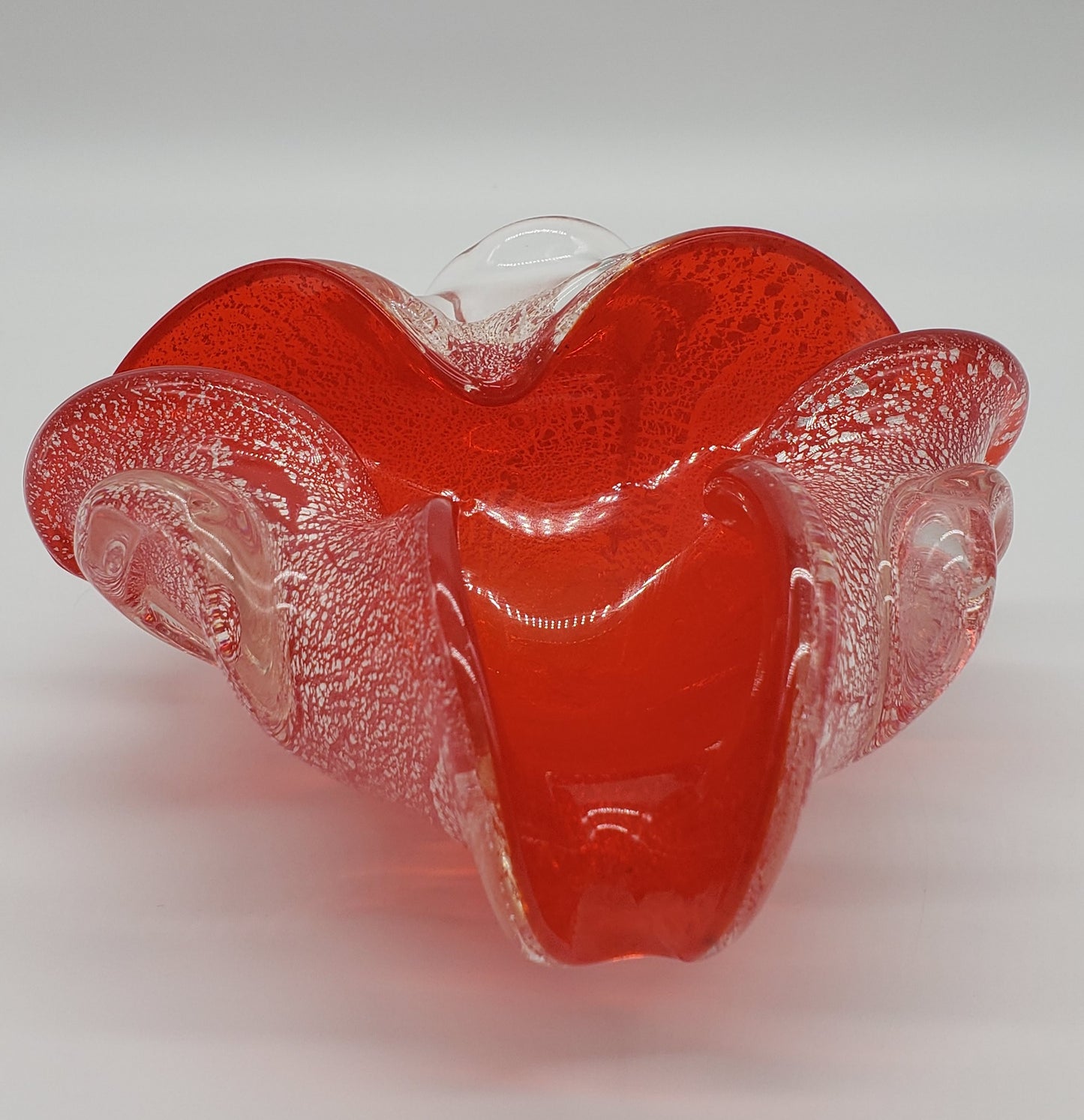 Murano Style Venetian Red Glass & Silver Bowl / Ashtray