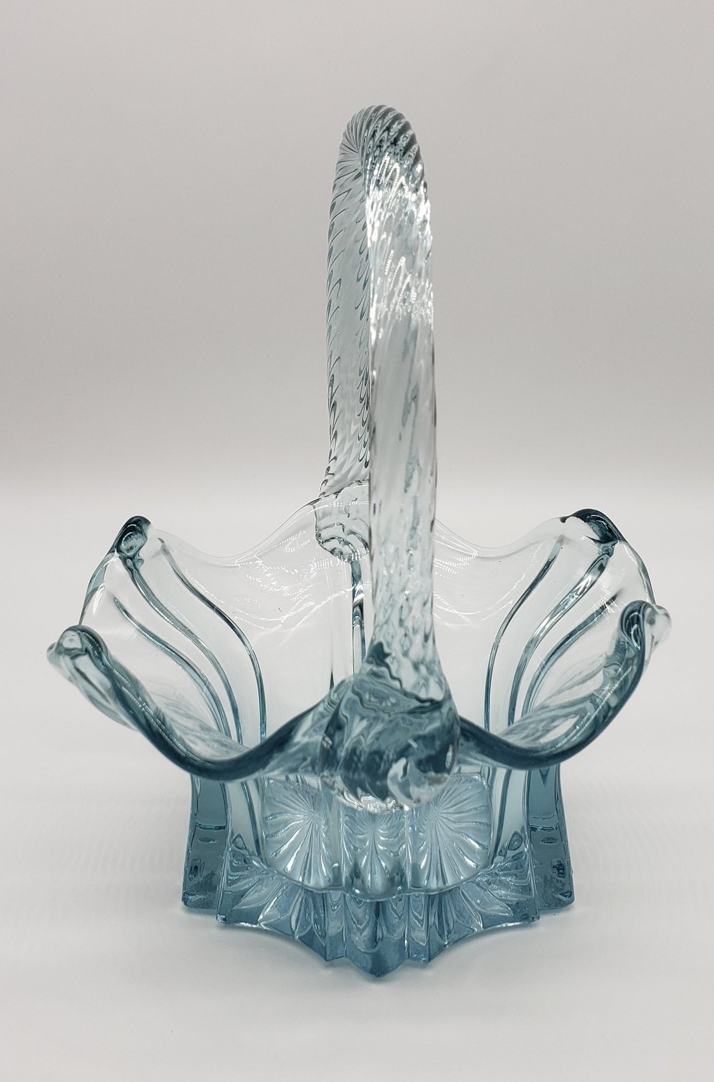 Fenton Art Glass Vulcan Pattern Ice Blue Basket