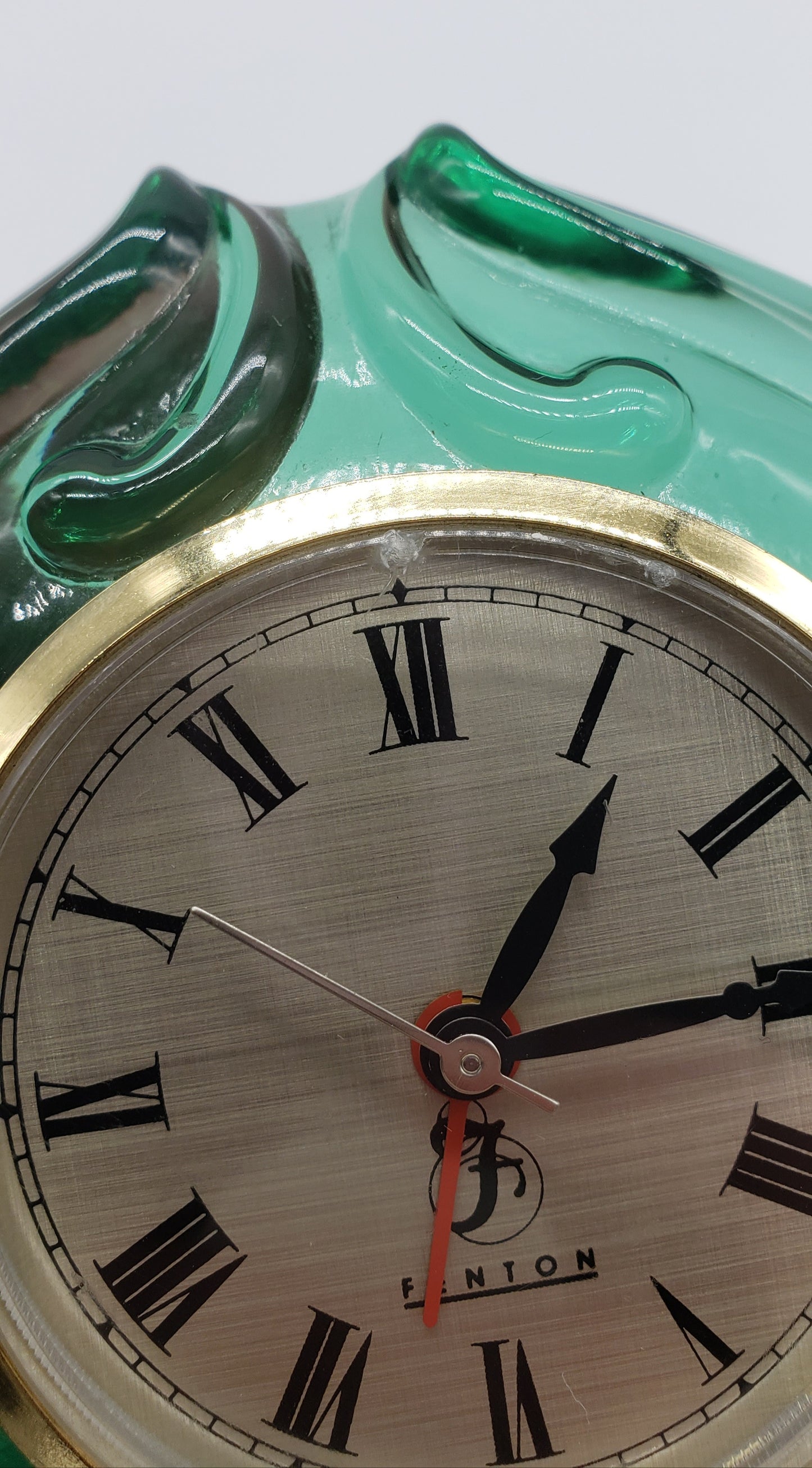 Fenton Green Glass Alarm Clock